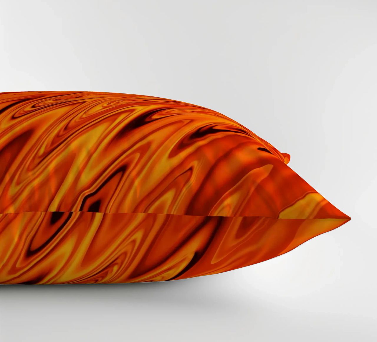 Abstract dynamic waves and patterns in orange and red decorative cushion by Something for you
