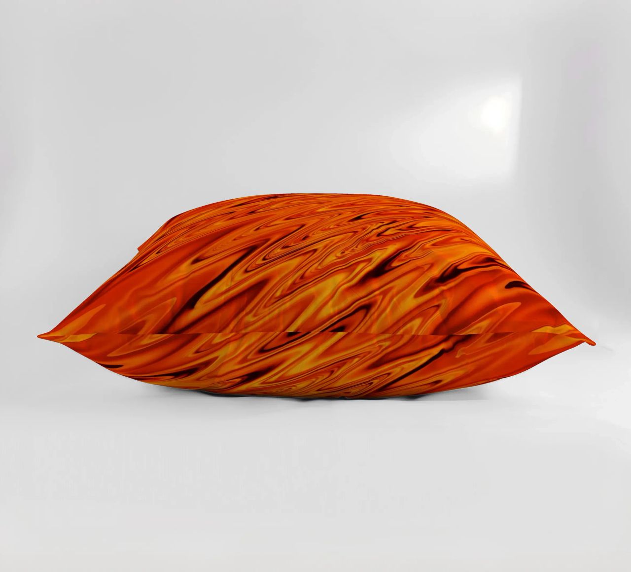 Abstract dynamic waves and patterns in orange and red decorative cushion by Something for you