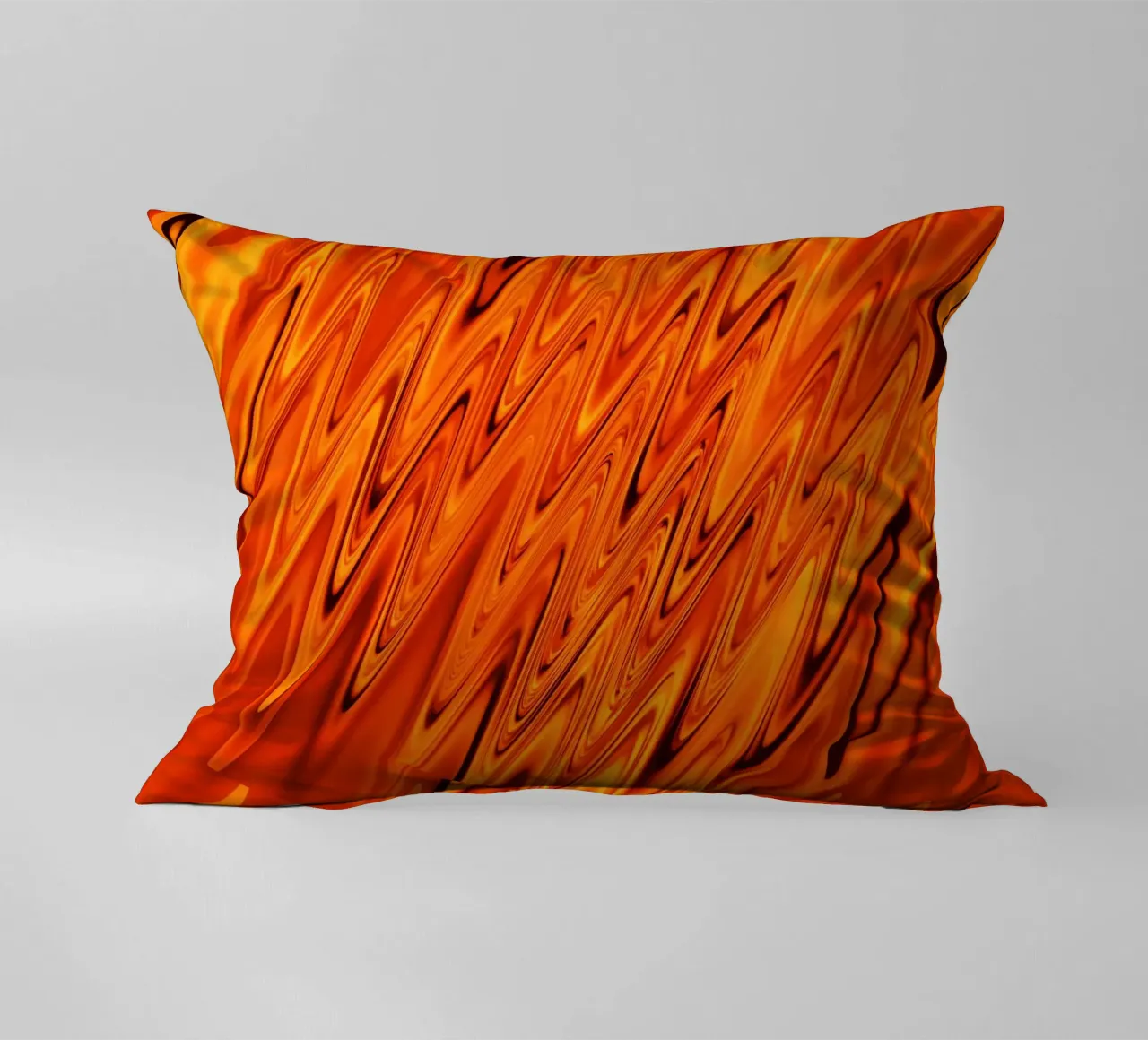 Abstract dynamic waves and patterns in orange and red decorative cushion by Something for you