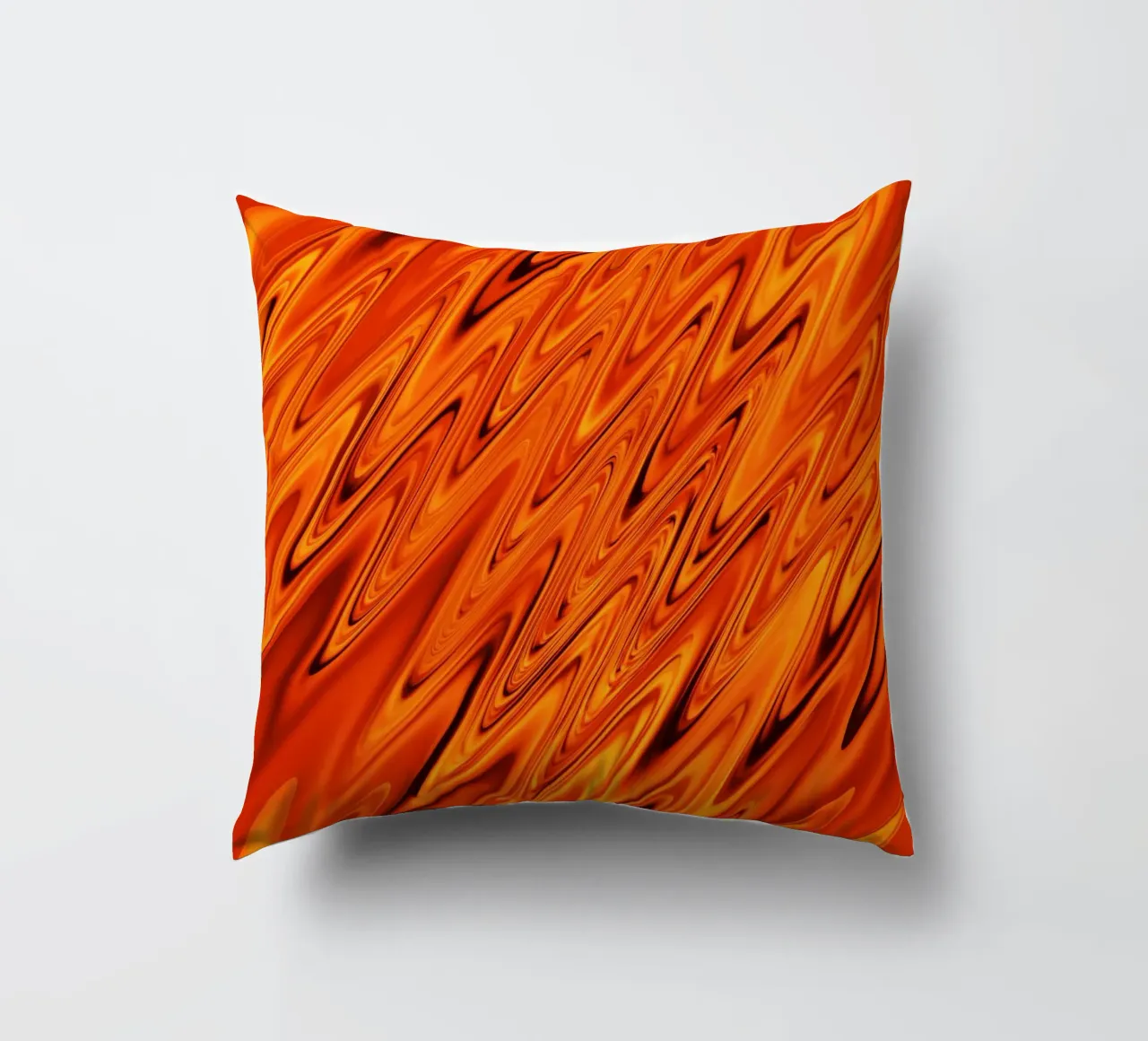 Abstract dynamic waves and patterns in orange and red decorative cushion by Something for you