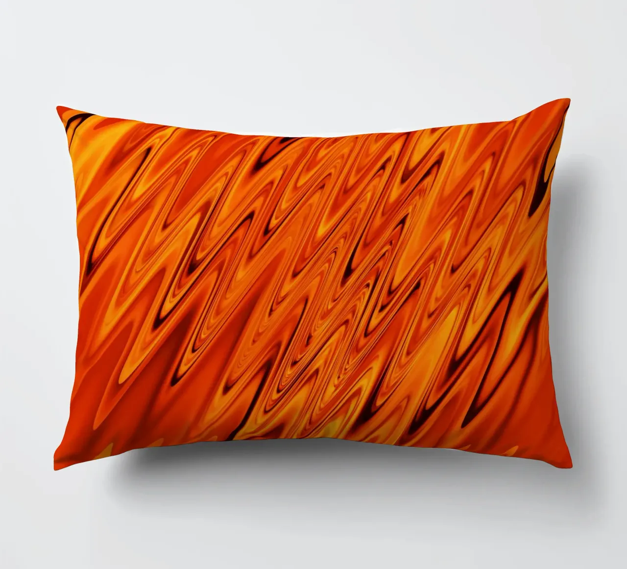 Vagues et motifs dynamiques abstraits en orange et rouge coussin de Something for you