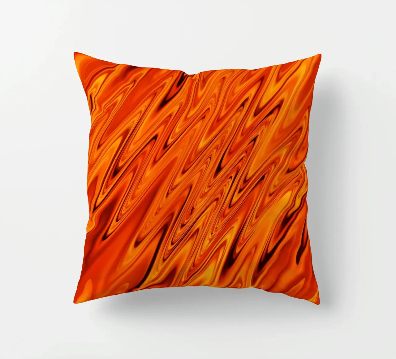 Vagues et motifs dynamiques abstraits en orange et rouge coussin de Something for you