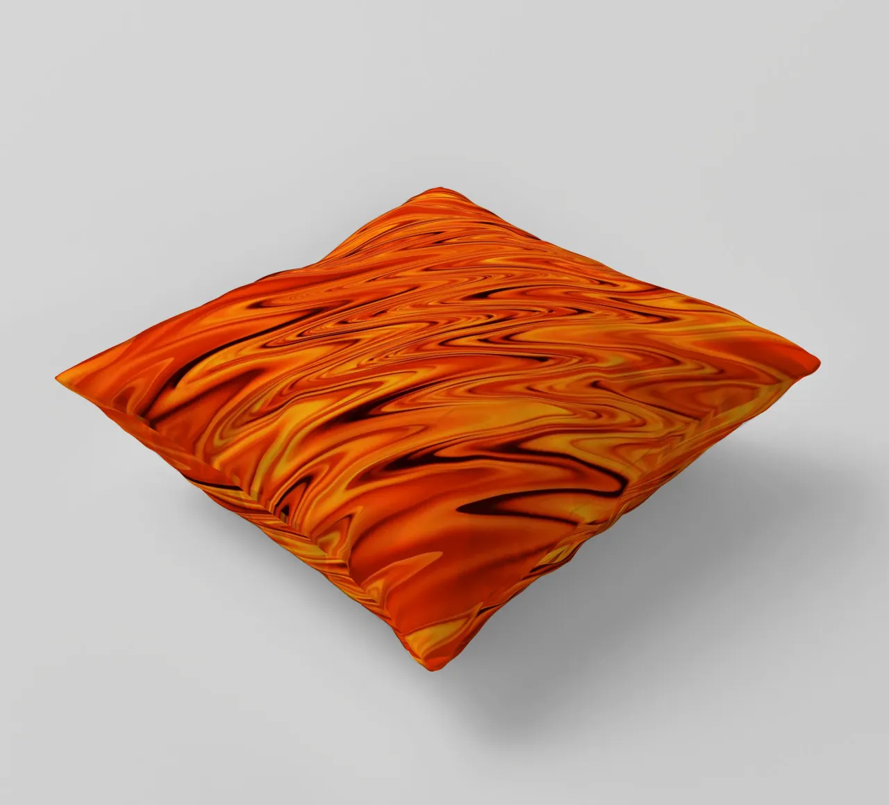 Abstract dynamic waves and patterns in orange and red decorative cushion by Something for you