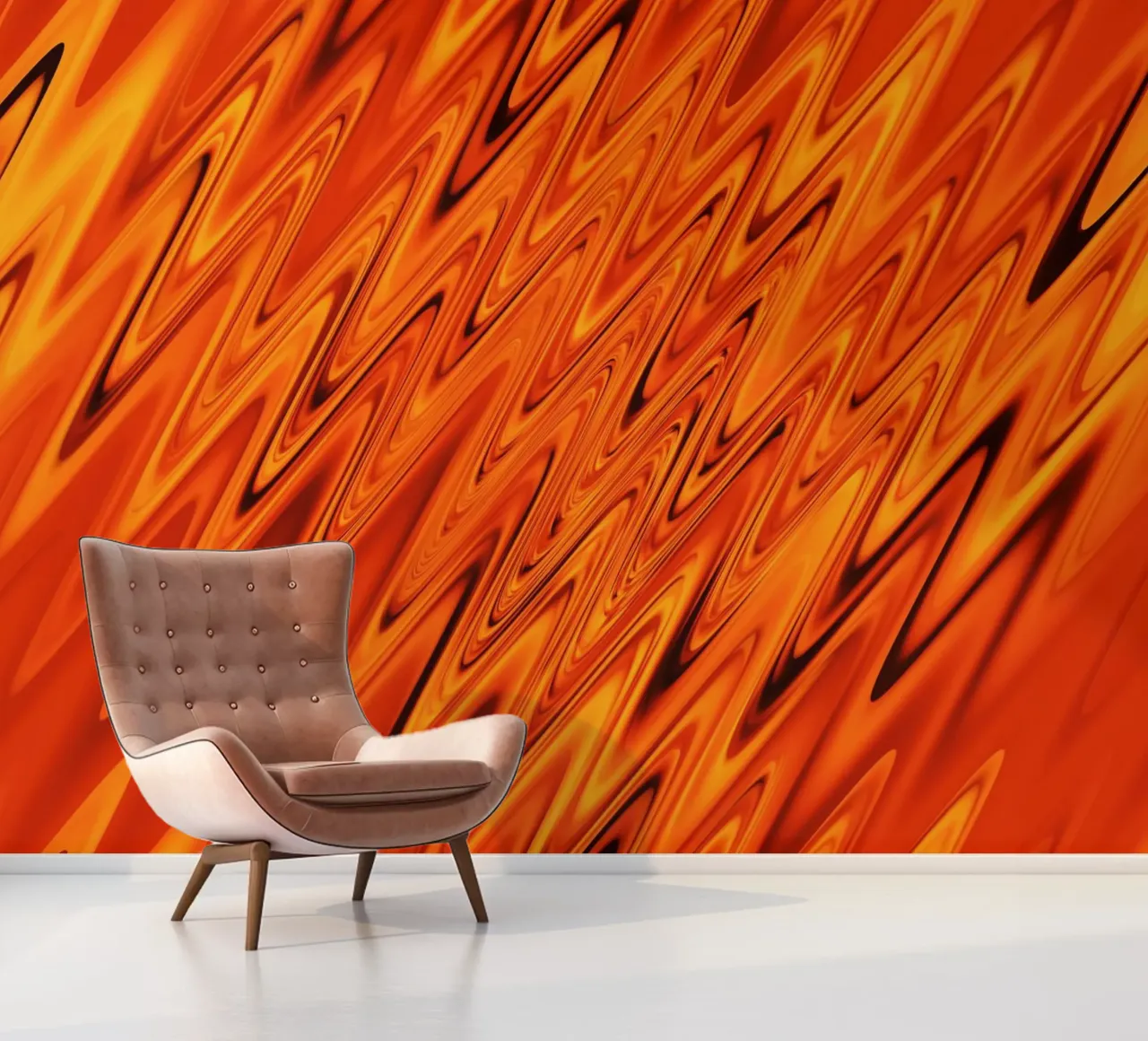 Abstract dynamic waves and patterns in orange and red photo wallpaper by Something for you