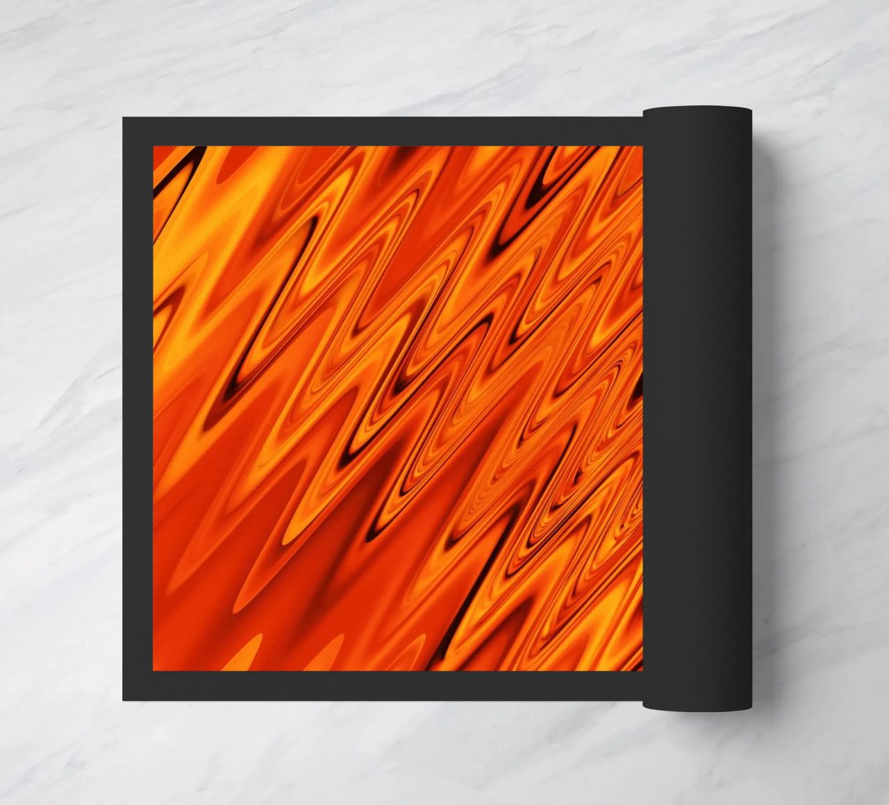 Abstract dynamic waves and patterns in orange and red doormat by Something for you