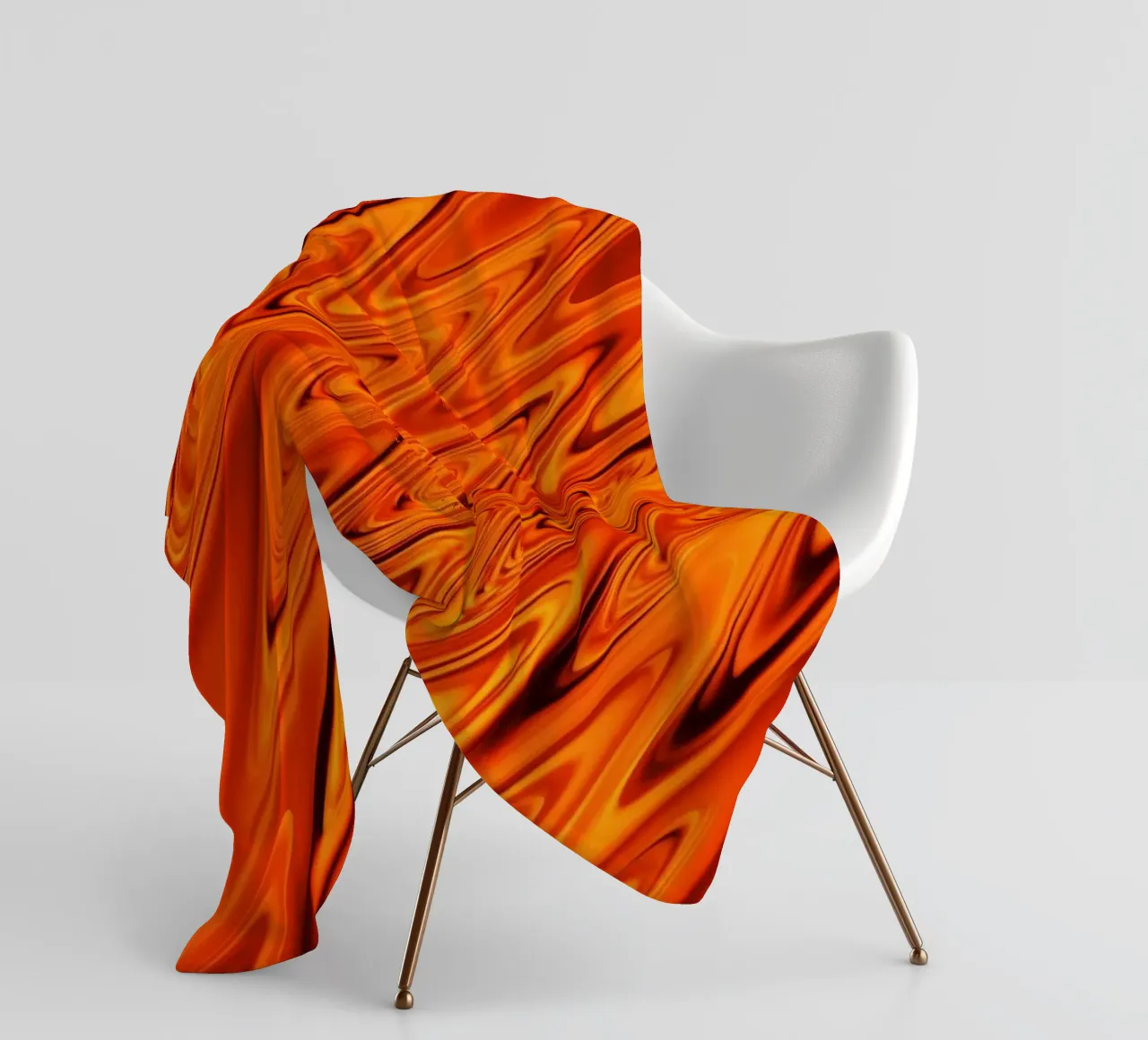 Abstract dynamic waves and patterns in orange and red fleece blanket by Something for you