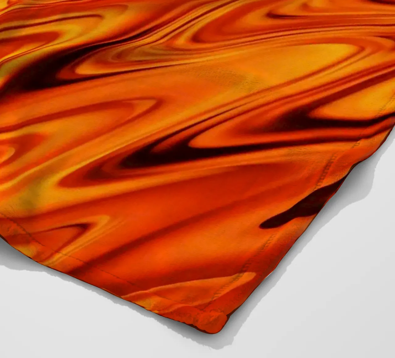 Abstract dynamic waves and patterns in orange and red fleece blanket by Something for you