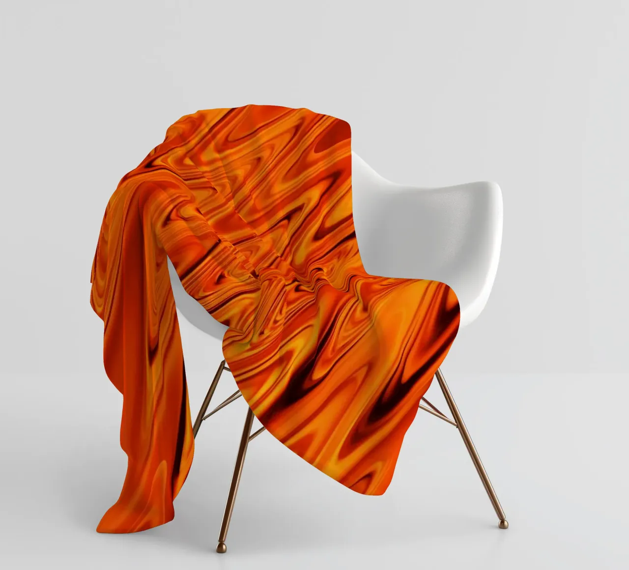 Abstract dynamic waves and patterns in orange and red fleece blanket by Something for you