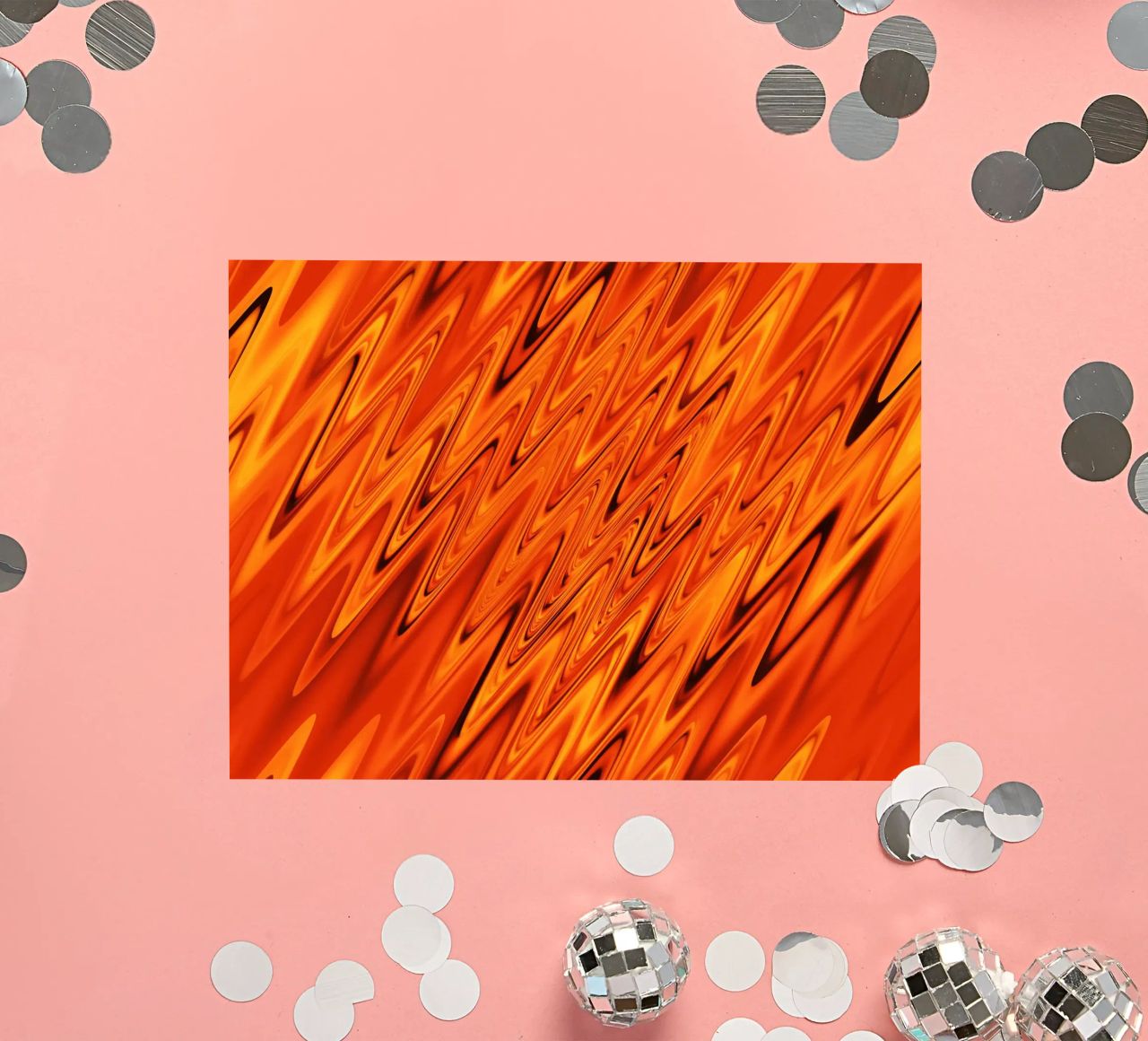 Abstract dynamic waves and patterns in orange and red sticker by Something for you