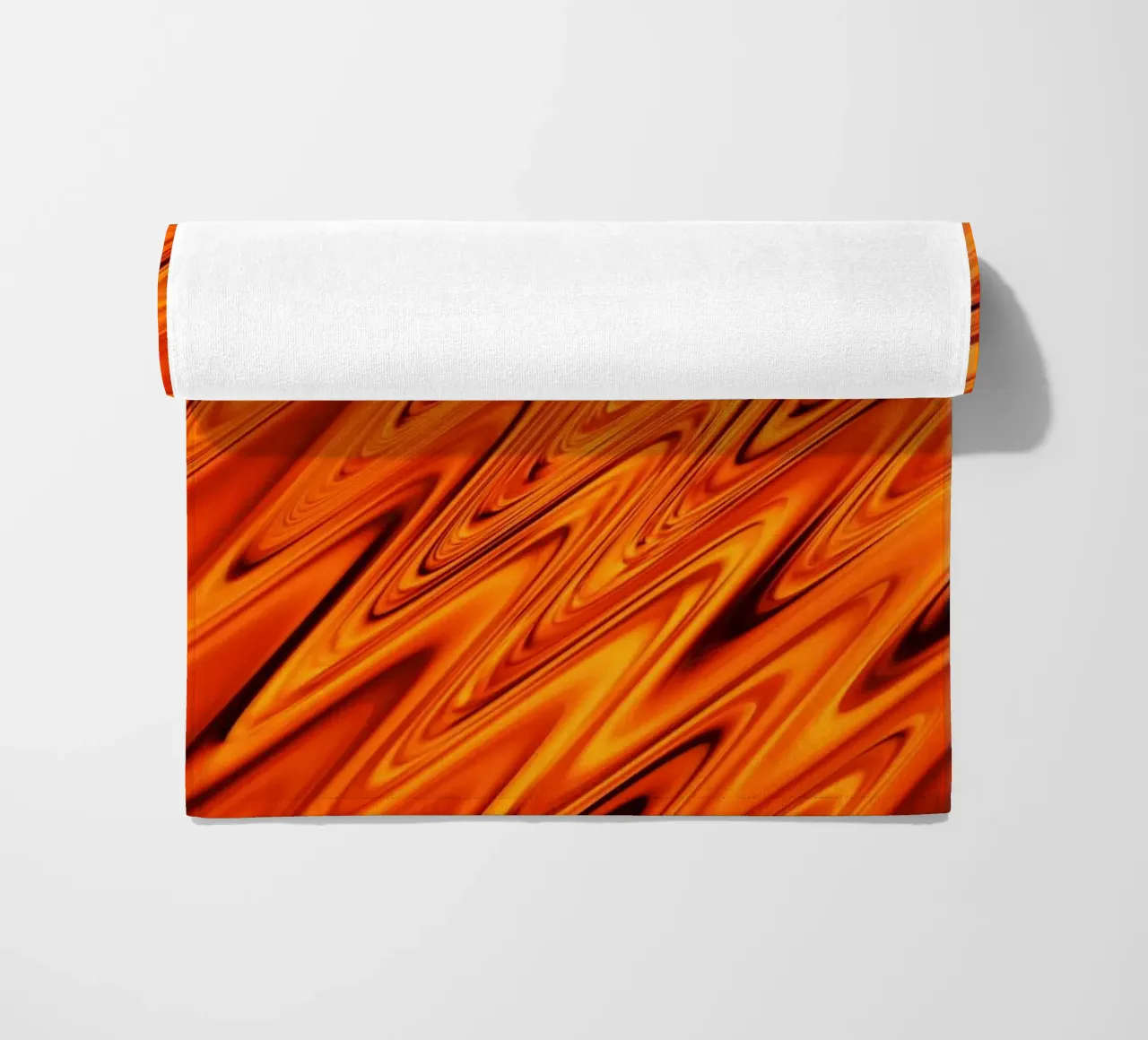 Abstract dynamic waves and patterns in orange and red beach towel by Something for you