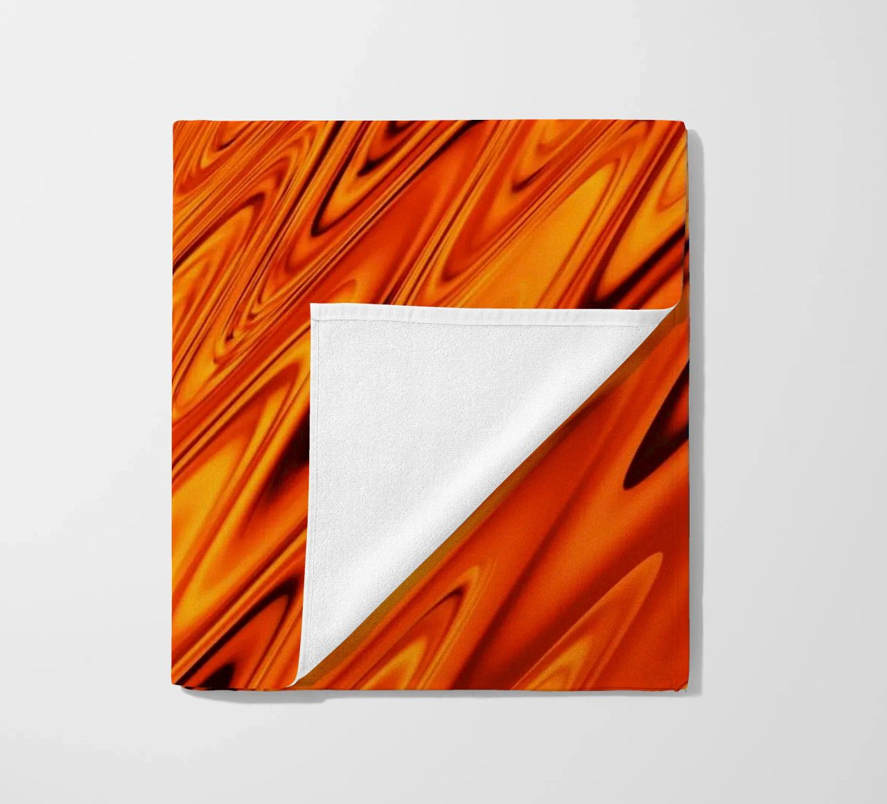 Abstract dynamic waves and patterns in orange and red beach towel by Something for you