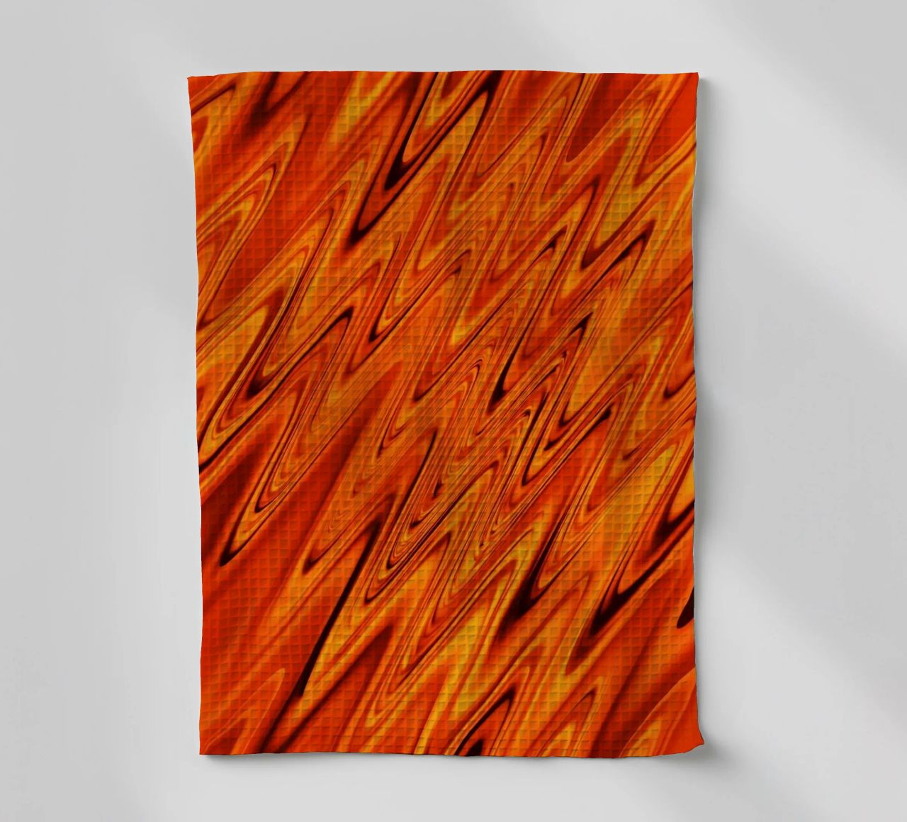 Abstract dynamic waves and patterns in orange and red tea towel by Something for you