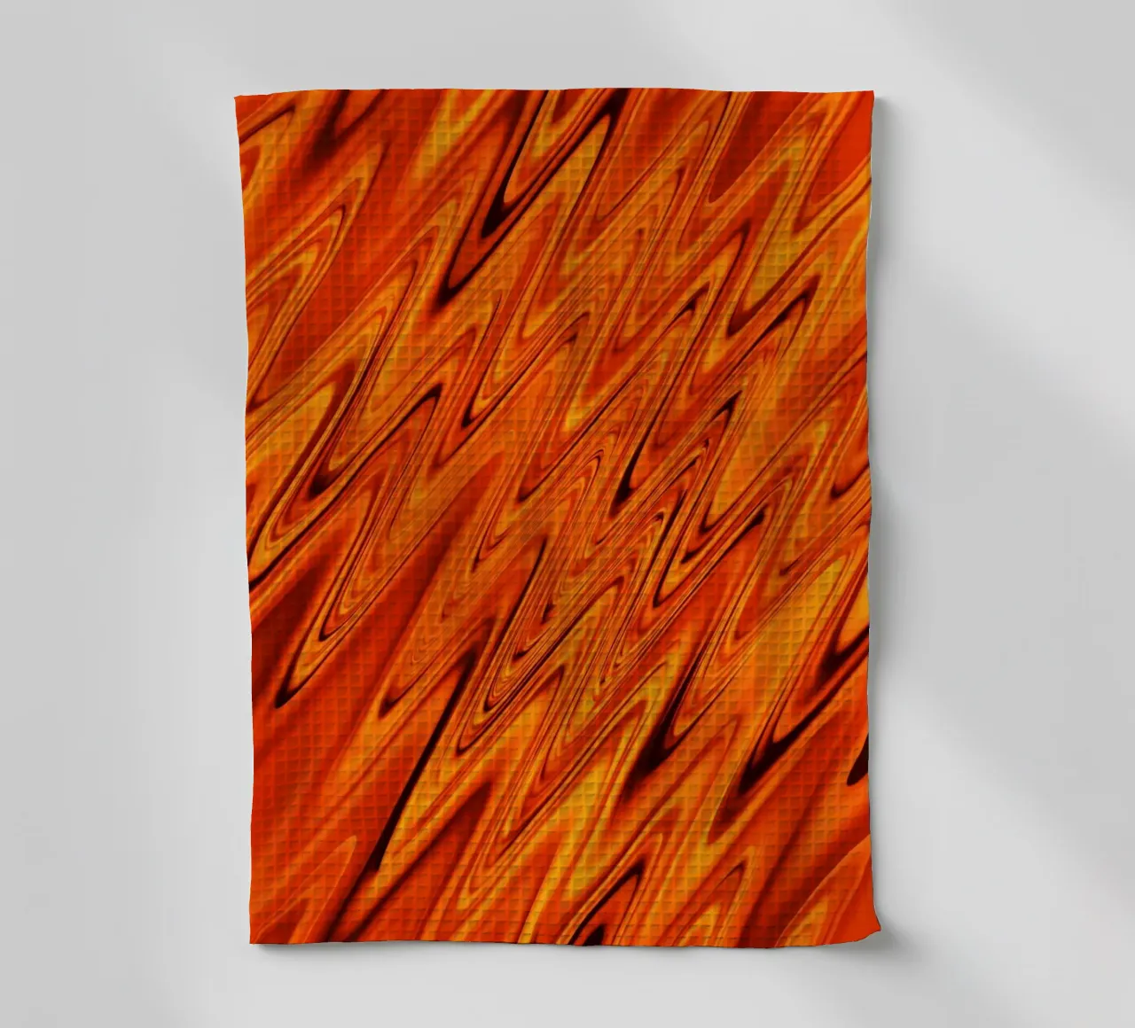 Abstract dynamic waves and patterns in orange and red tea towel by Something for you