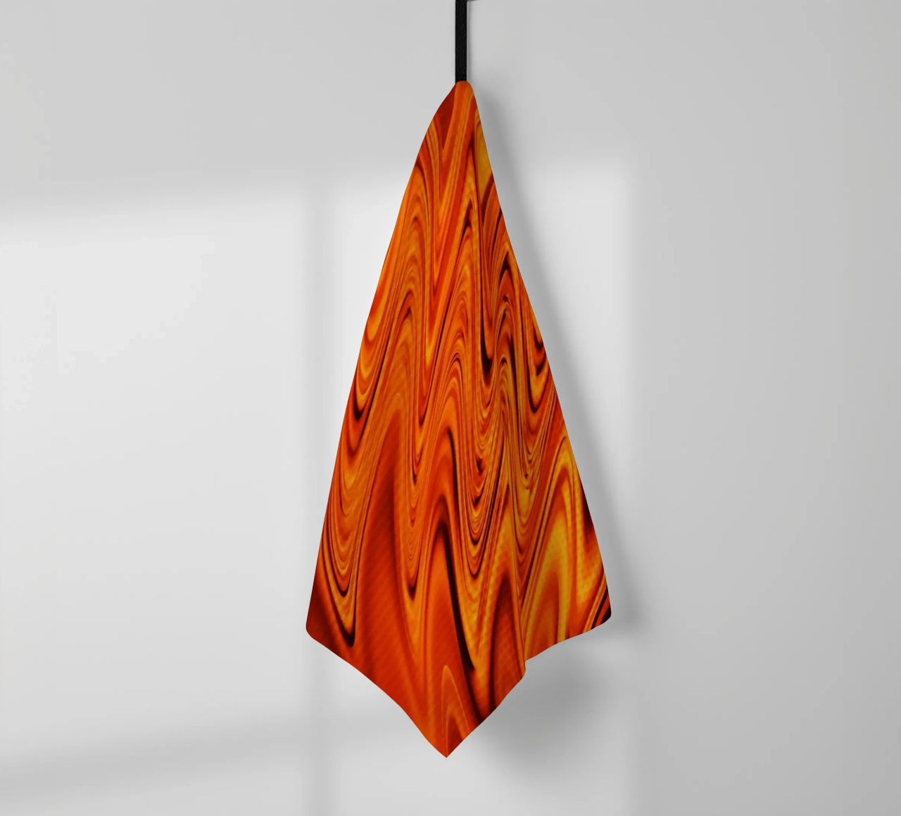 Abstract dynamic waves and patterns in orange and red tea towel by Something for you