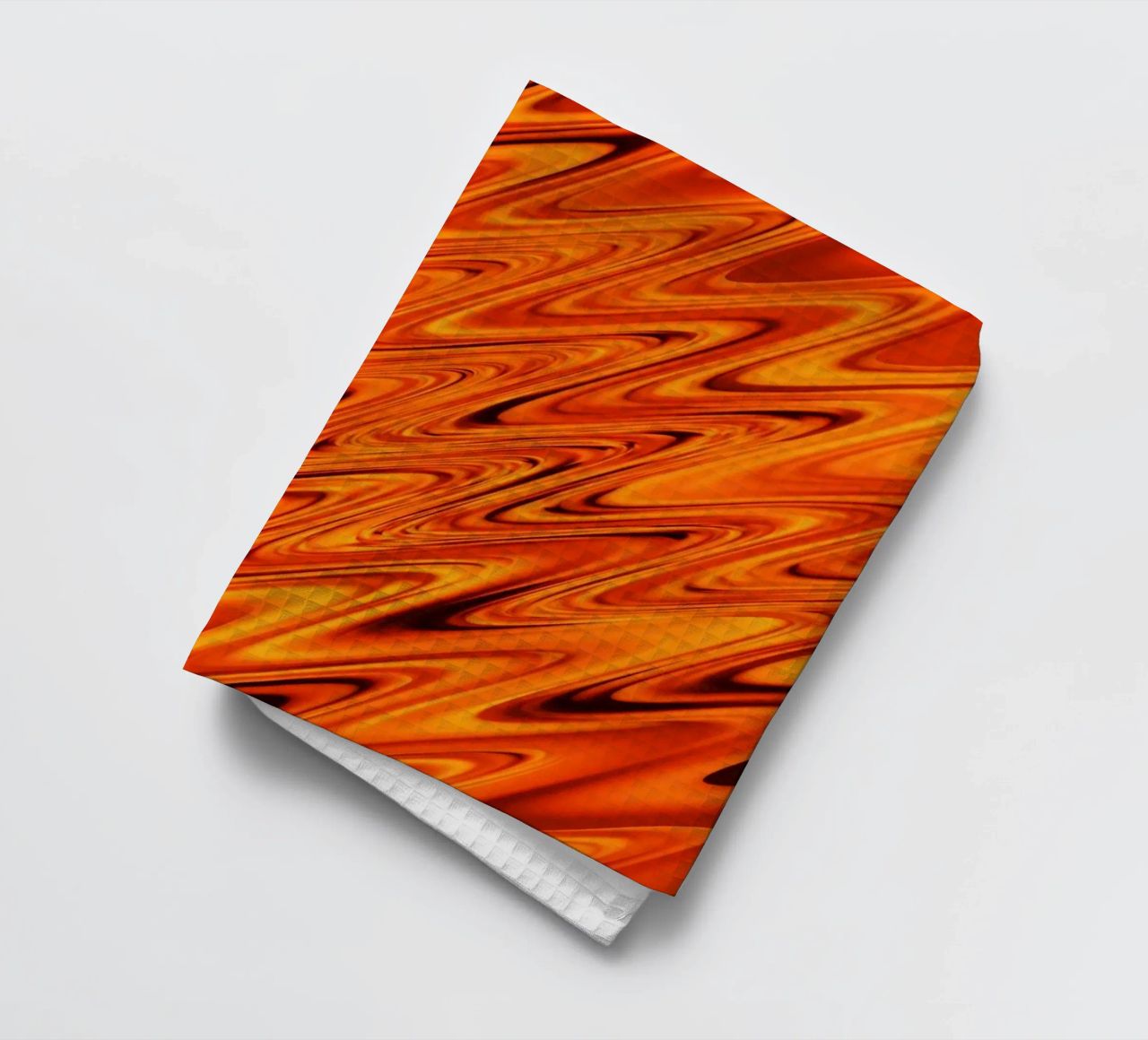 Abstract dynamic waves and patterns in orange and red tea towel by Something for you