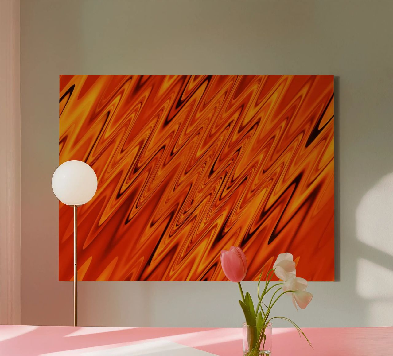 Abstrakte dynamische Wellen und Muster in Orange und Rot Leinwand von Something for you