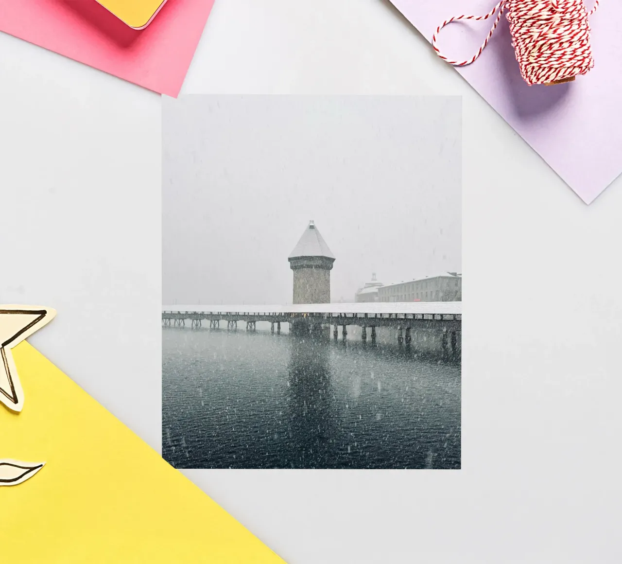 Lucerne, Switzerland: Chapel Bridge in winter sticker by LucernePictures