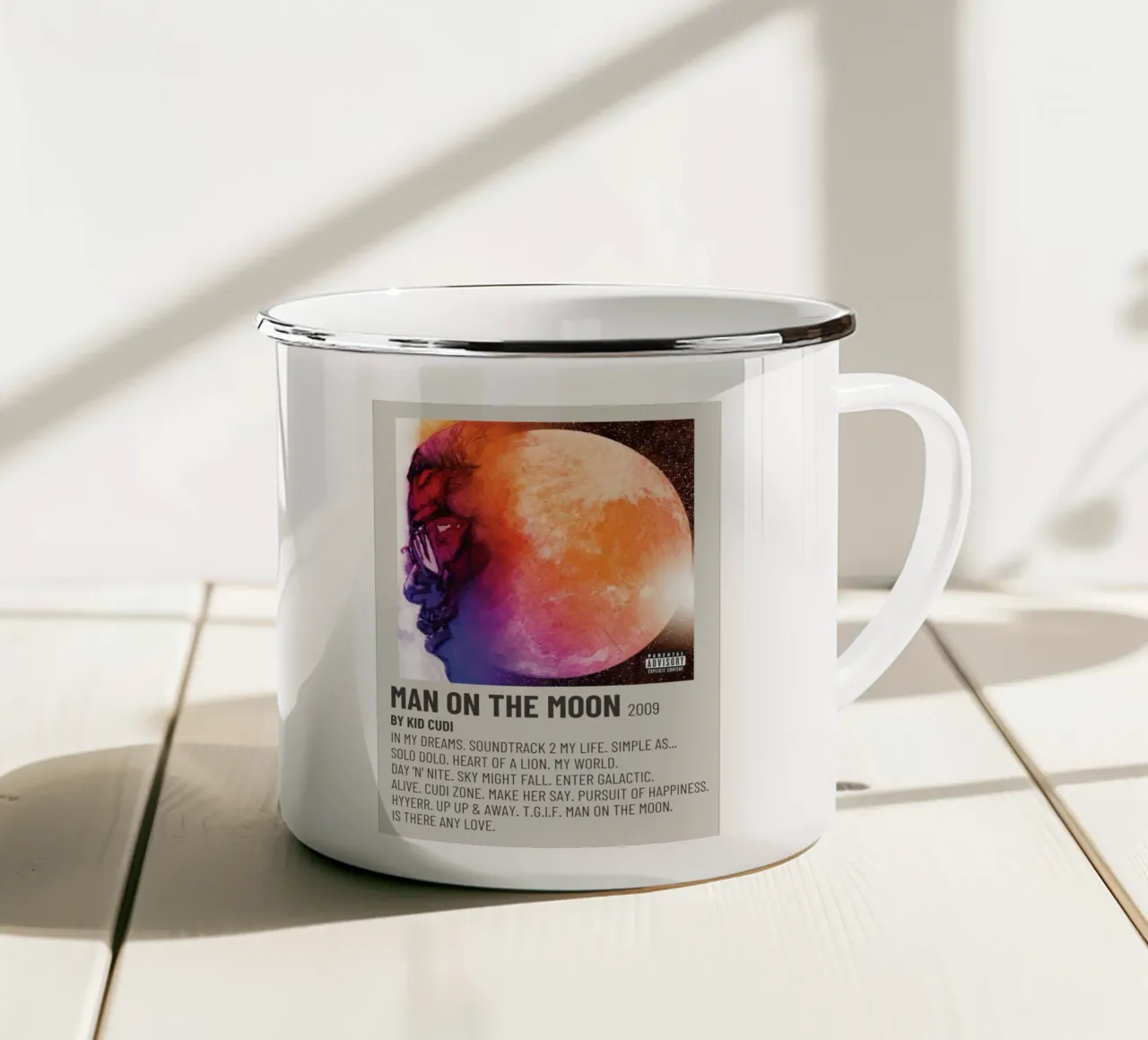 MAN ON THE MOON 2009 Emaille Tasse von SoundStudio