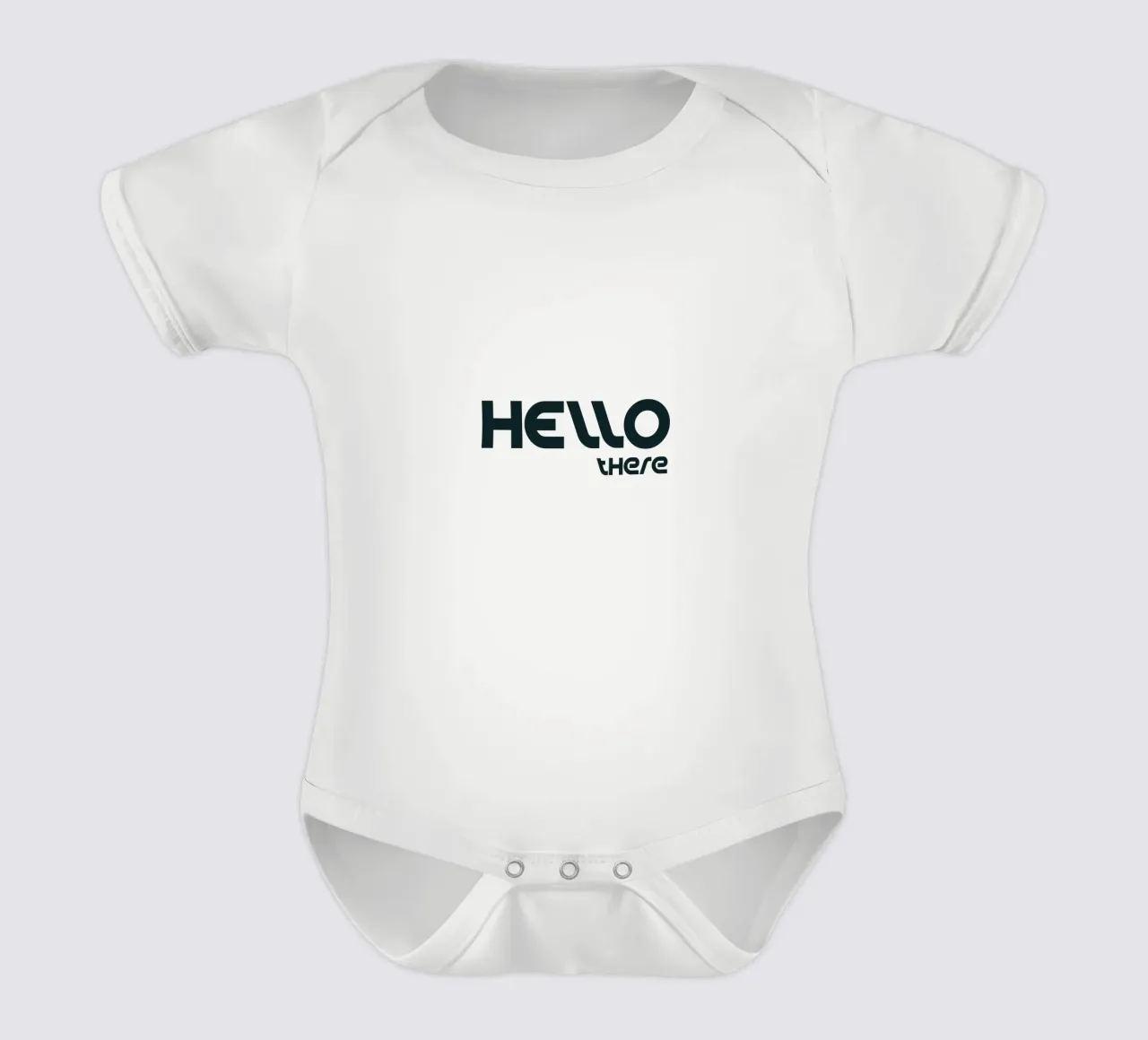 Hello There Simple Minimalist Typography short-sleeve baby romper by YV TYPOGRAPHY