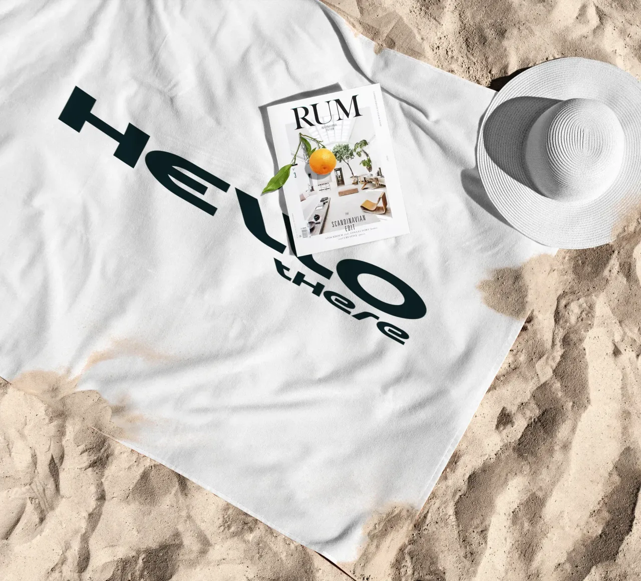 Hello There Simple Minimalist Typography beach towel by YV TYPOGRAPHY