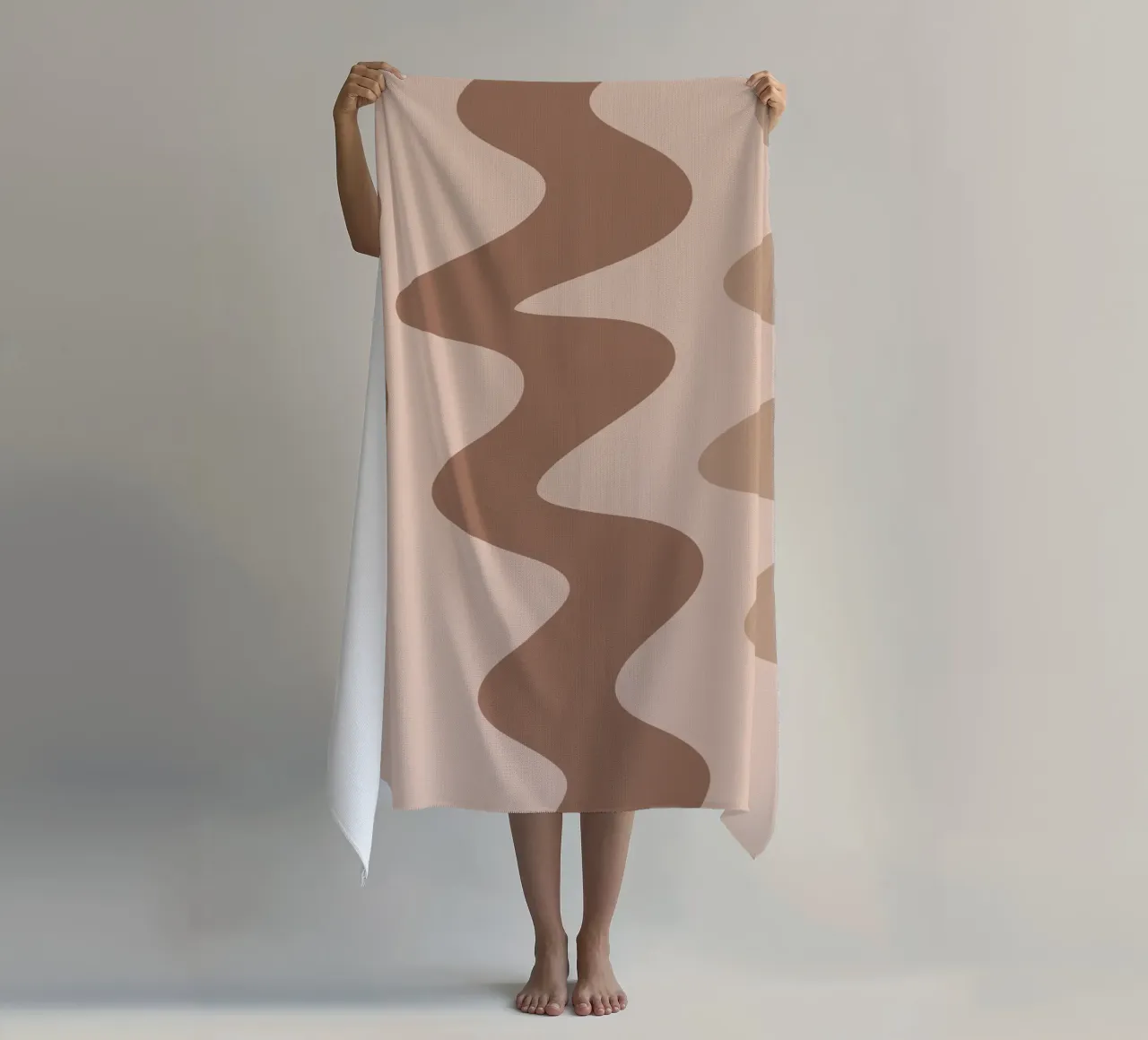 Squiggly lines - mocha mousse beach towel by Wackapacka