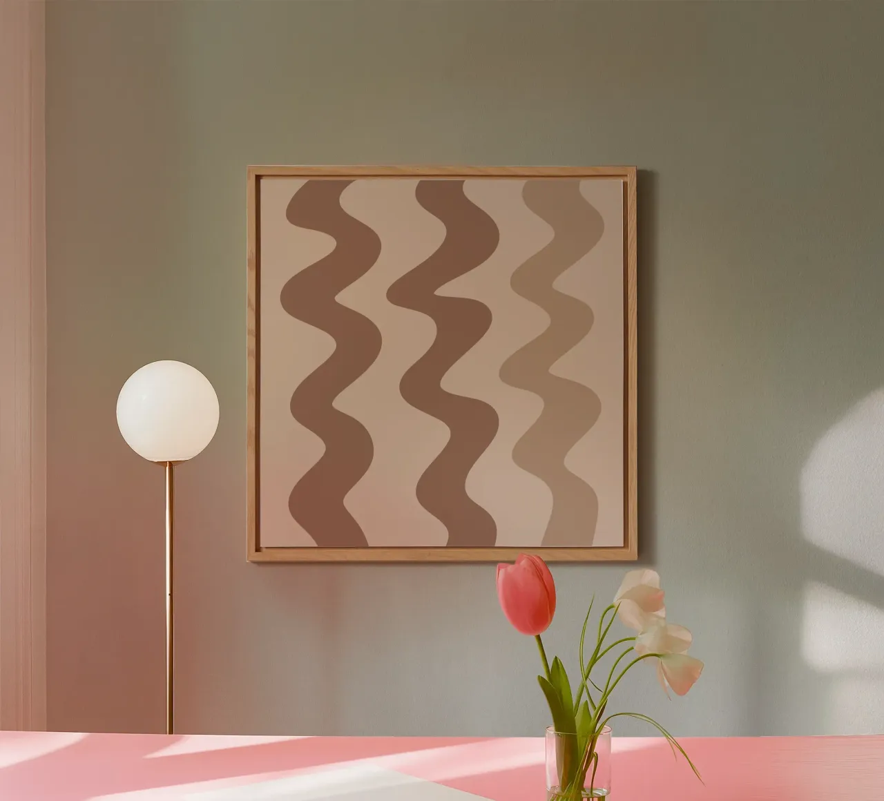 Squiggly lines - mocha mousse alu-dibond by Wackapacka