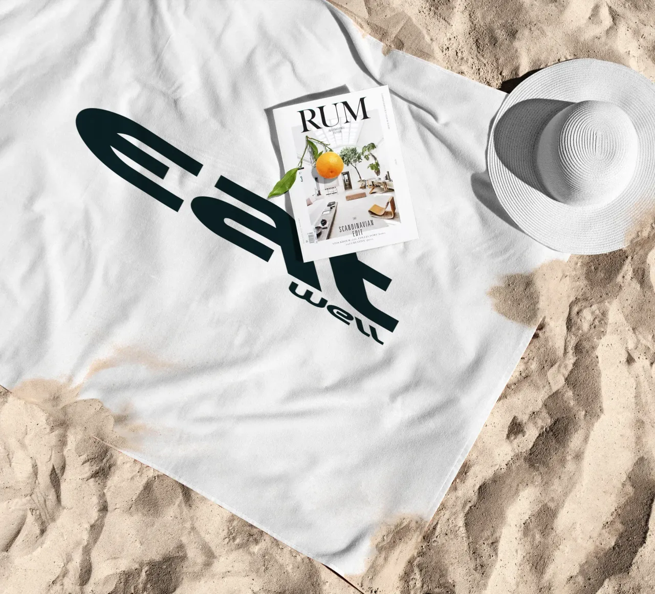 Mangiare bene Tipografia semplice ed elegante telo mare da YV TYPOGRAPHY