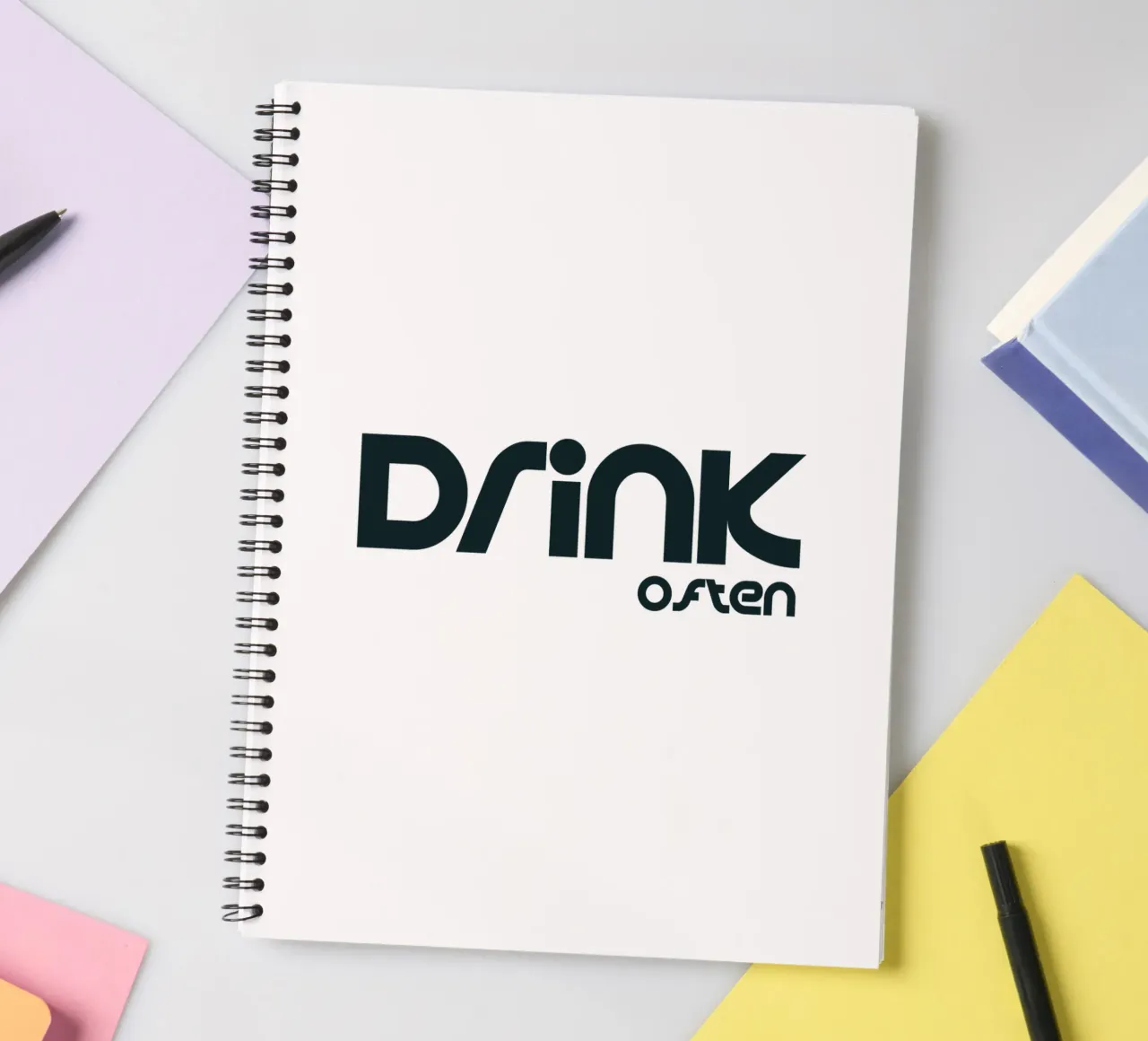 Drink Often Simple Minimalist Typography spiral notebook by YV TYPOGRAPHY