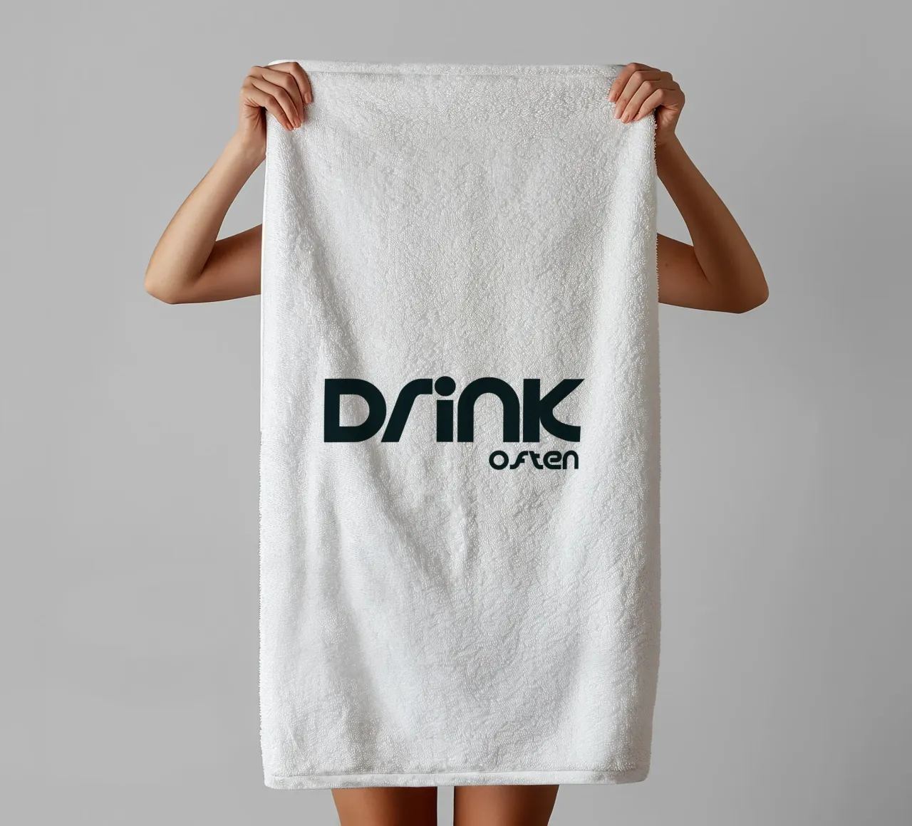 Drink Often Simple Minimalist Typography towel by YV TYPOGRAPHY