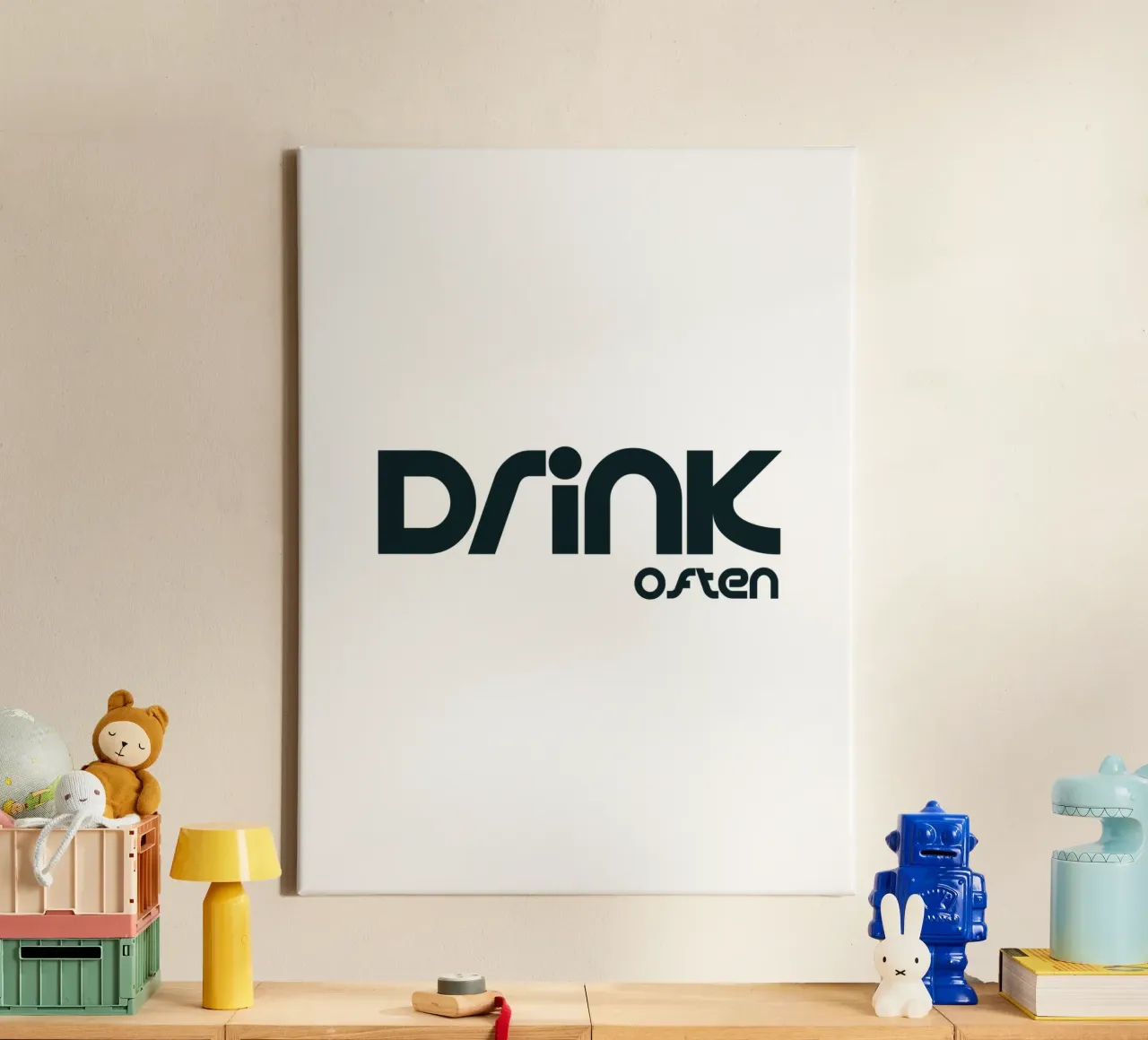 Drink Often Simple Minimalist Typography canvas by YV TYPOGRAPHY