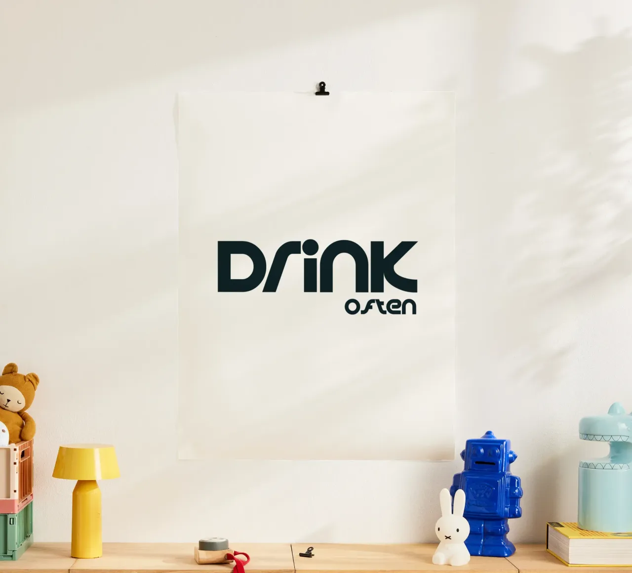 Drink Often Simple Minimalist Typography poster avec cadre en aluminium de YV TYPOGRAPHY