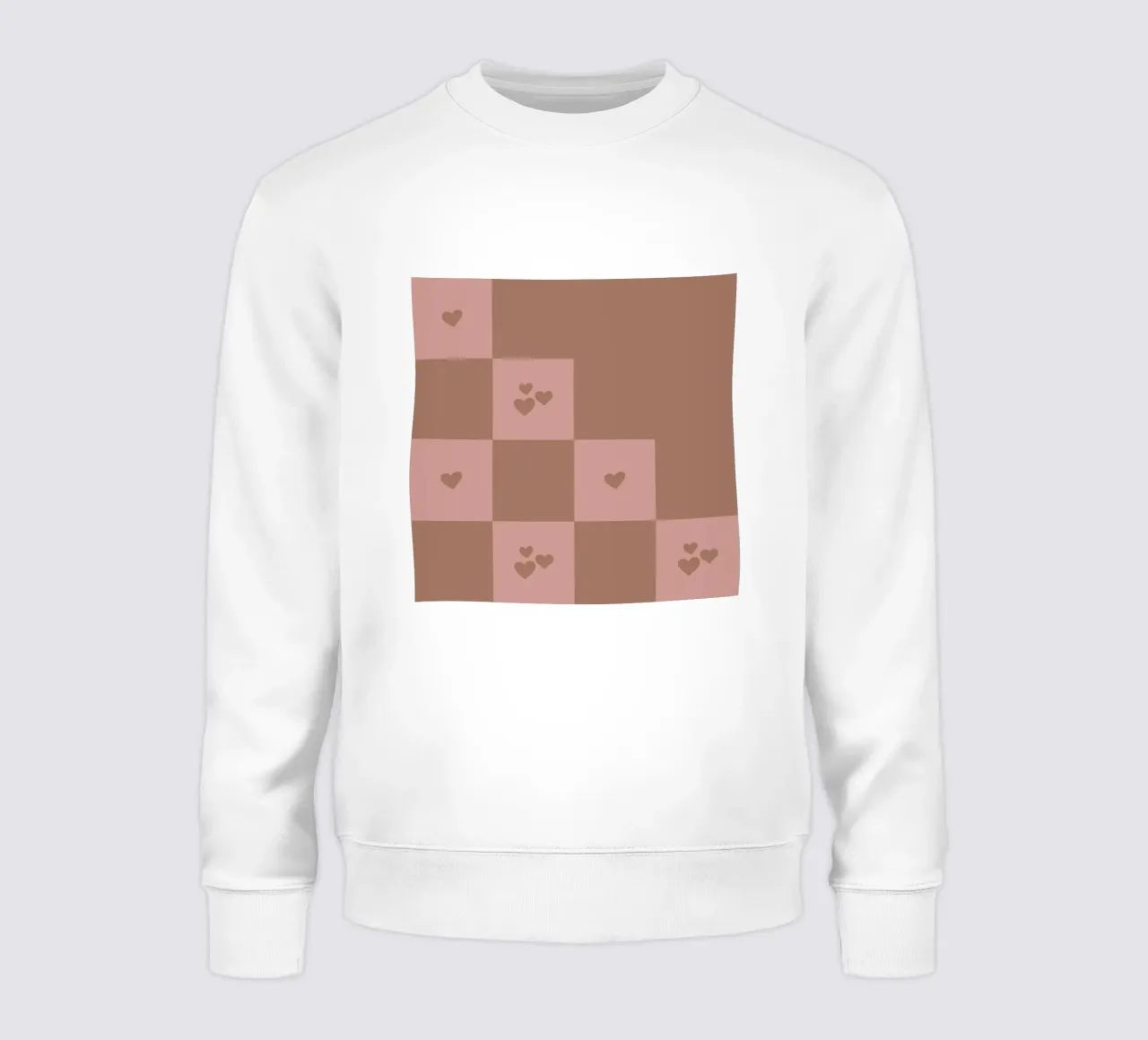 Broken Grid heart pattern - mocha mousse sweatshirt by Wackapacka