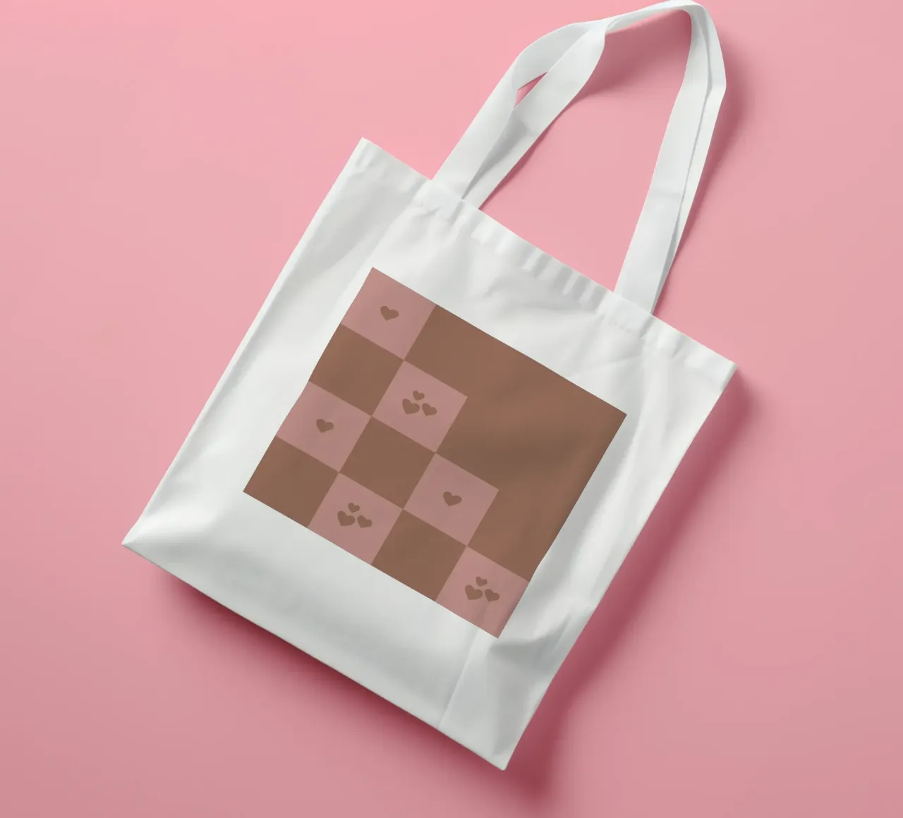 Broken Grid heart pattern - mocha mousse tote bag by Wackapacka