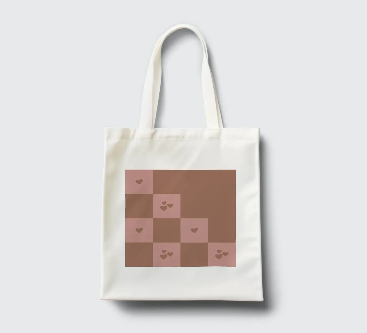 Broken Grid heart pattern - mocha mousse tote bag by Wackapacka