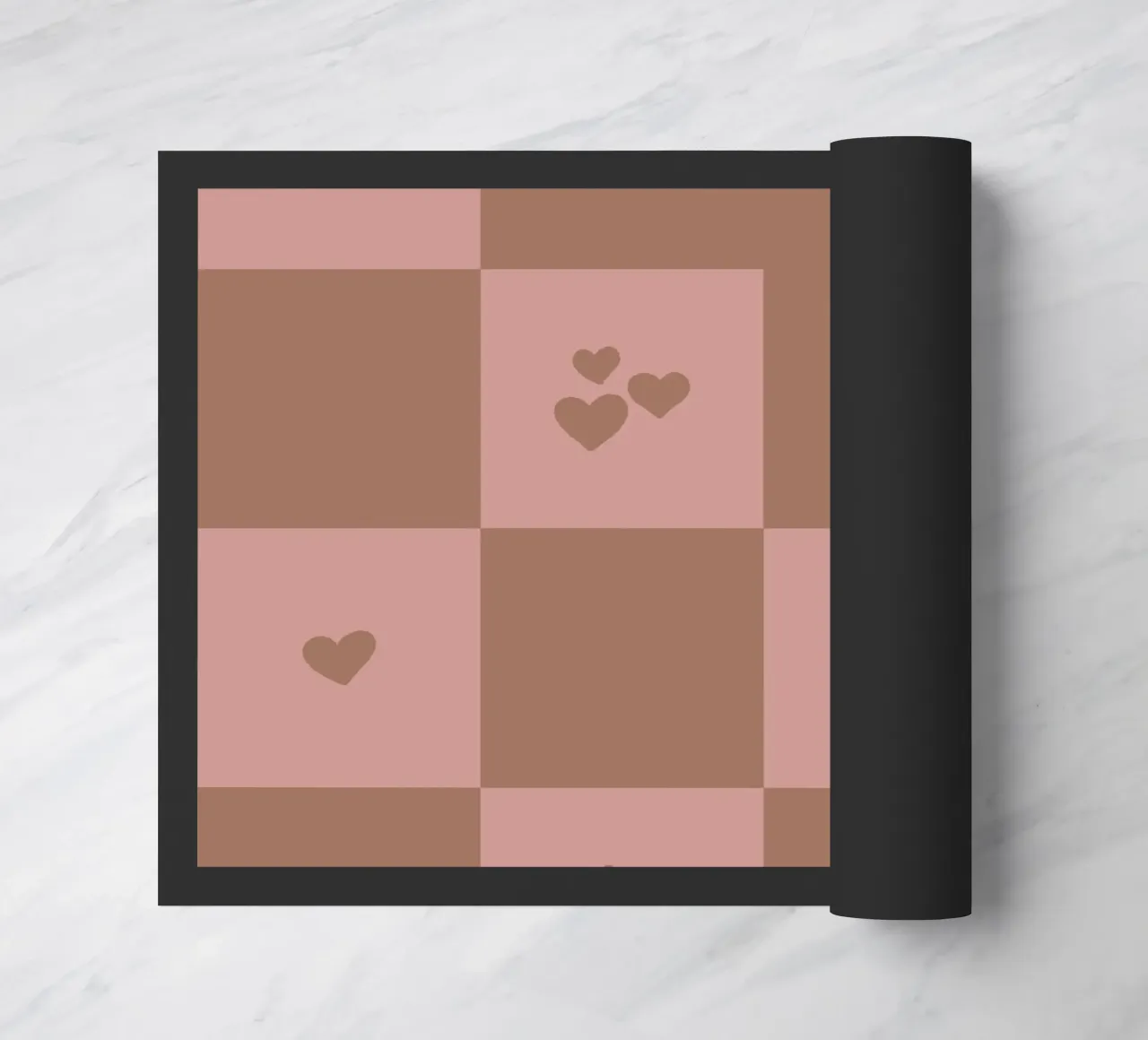Broken Grid heart pattern - mocha mousse doormat by Wackapacka