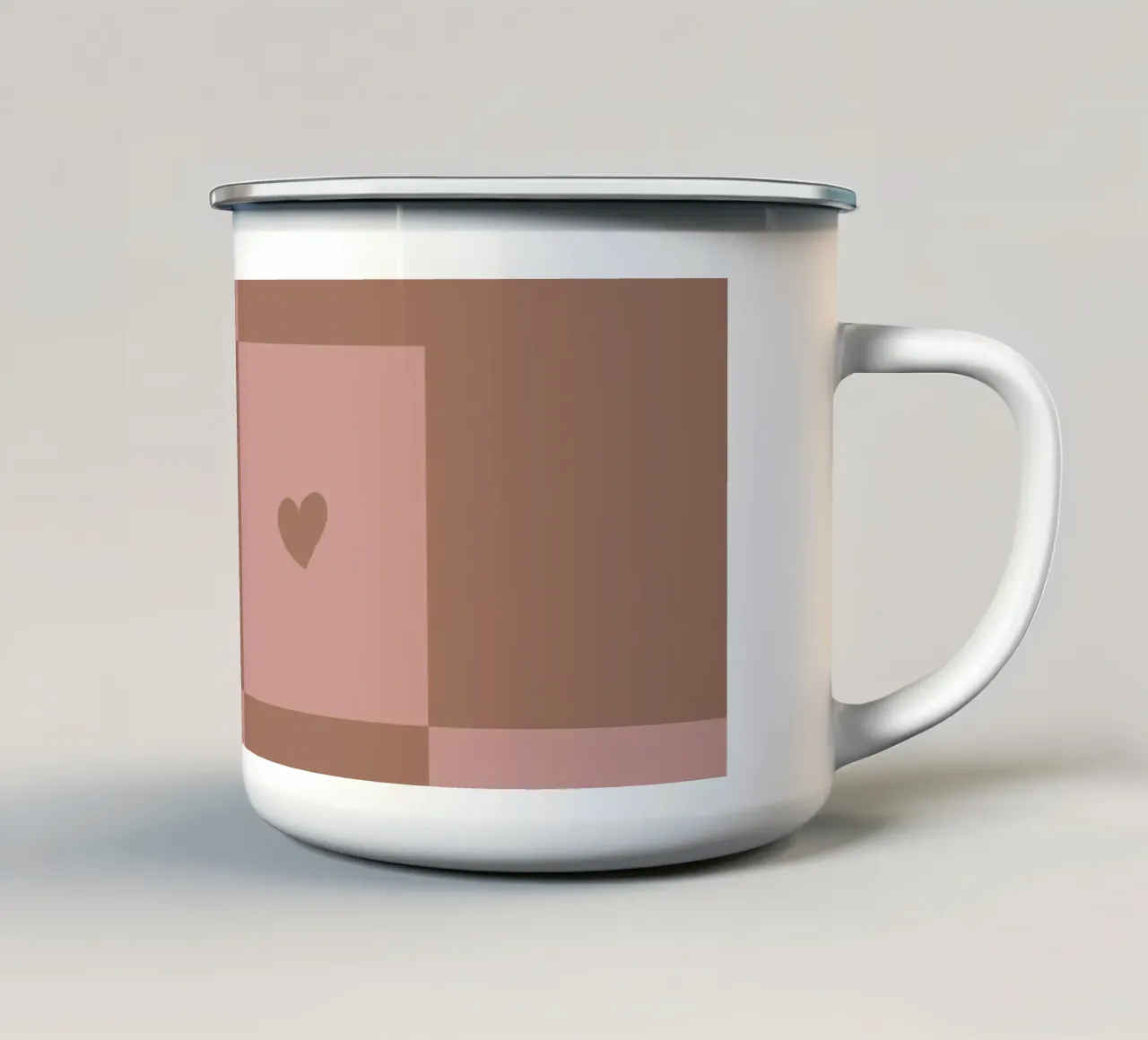 Broken Grid heart pattern - mocha mousse enamel mug by Wackapacka