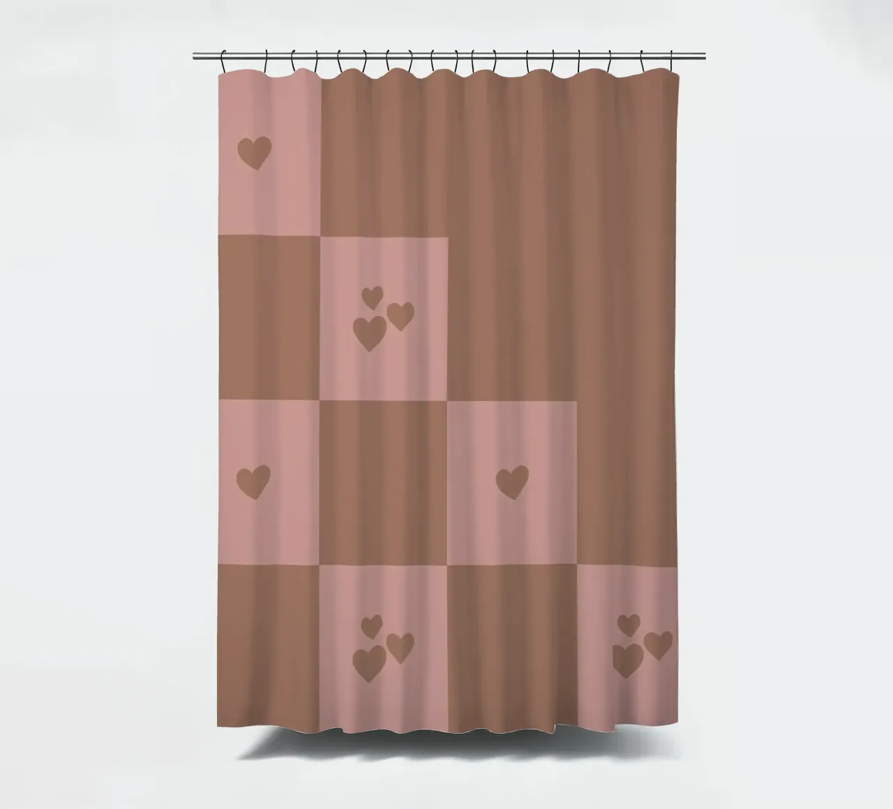Broken Grid heart pattern - mocha mousse shower curtain by Wackapacka