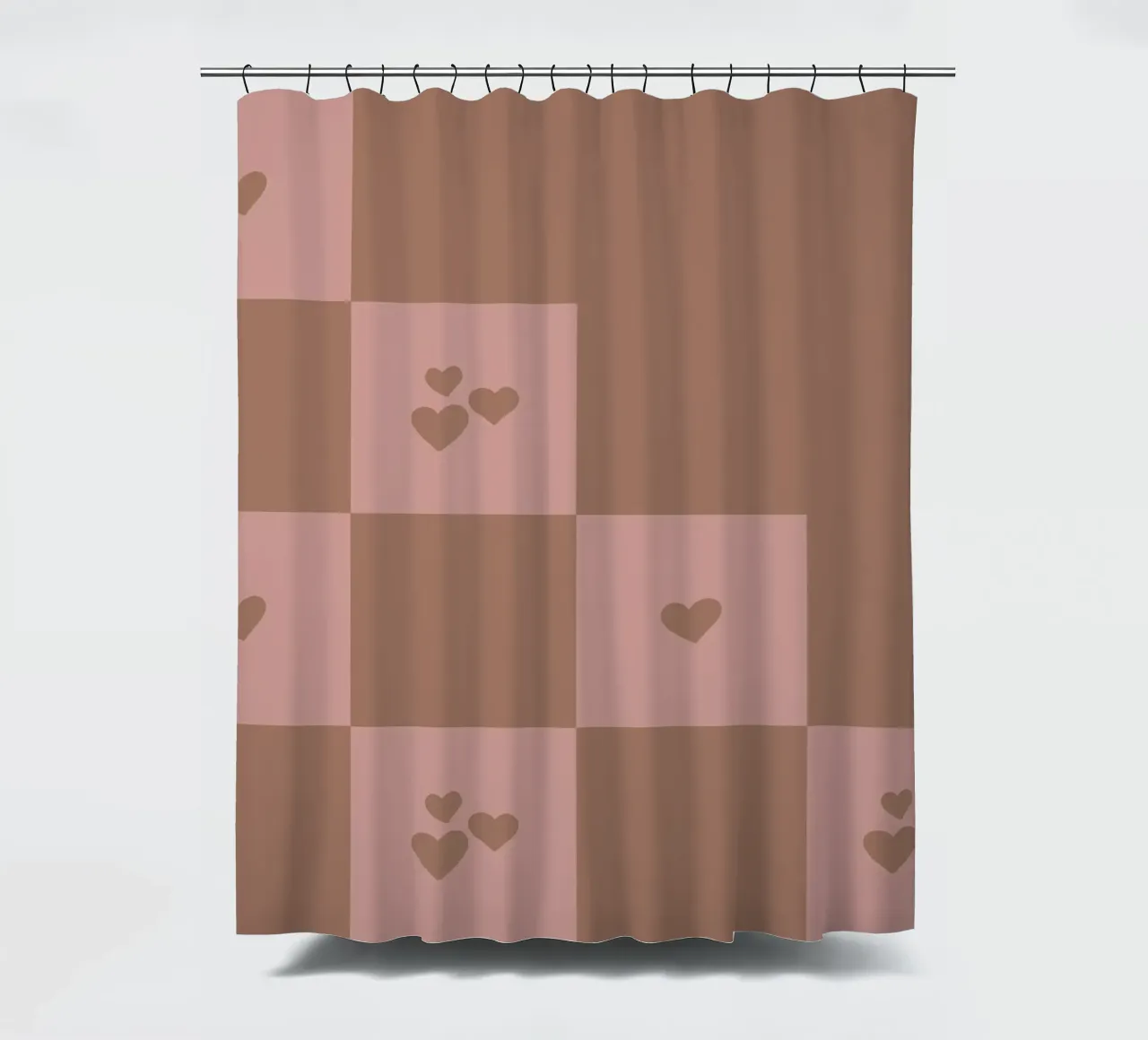 Broken Grid heart pattern - mocha mousse shower curtain by Wackapacka