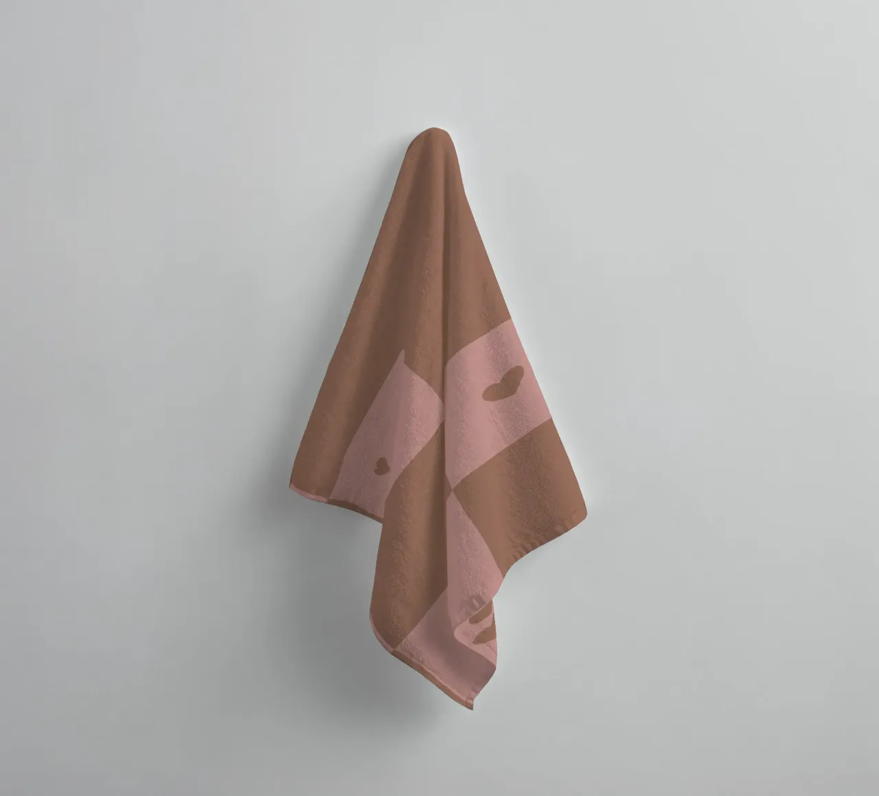 Broken Grid heart pattern - mocha mousse towel by Wackapacka