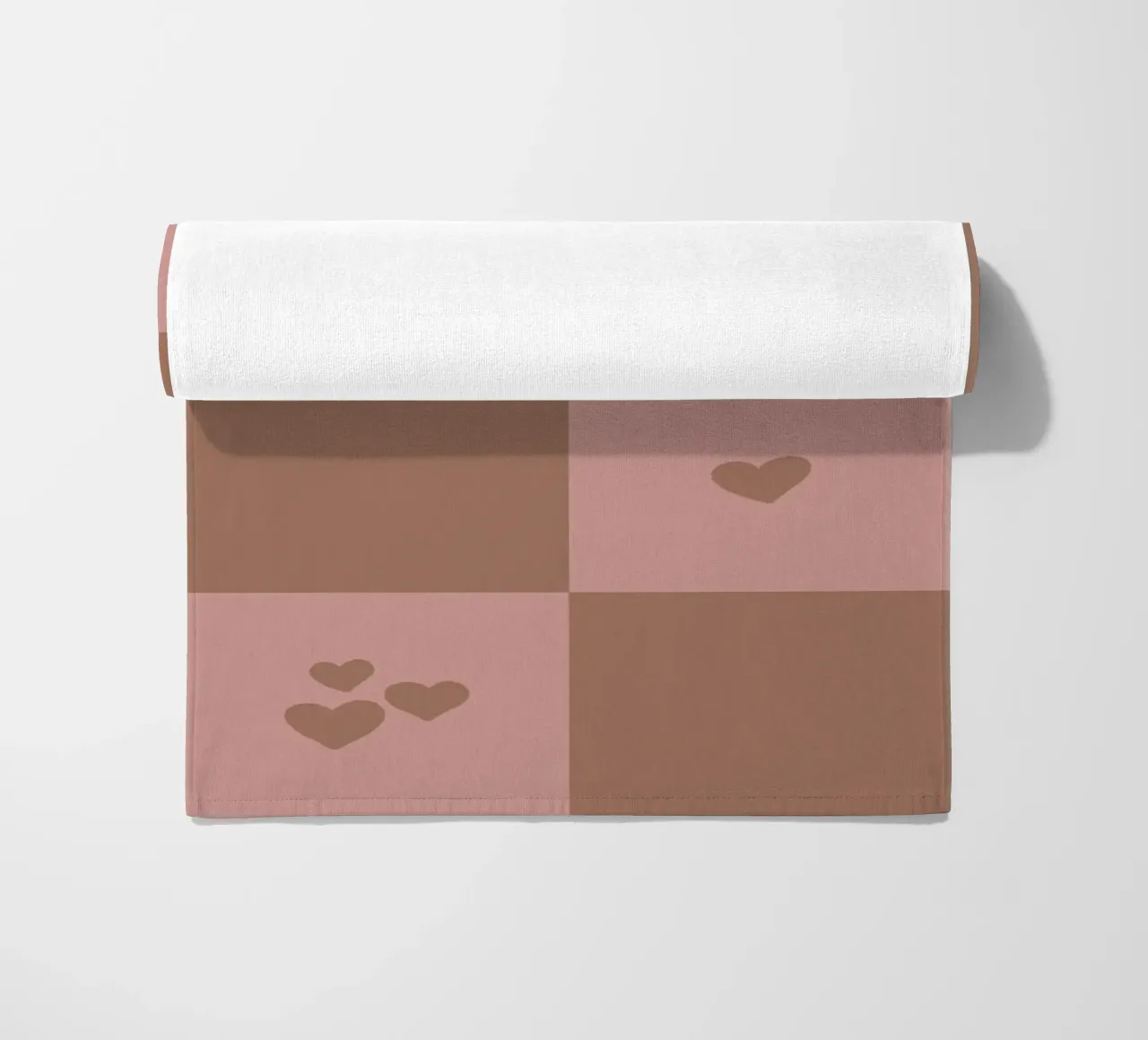 Broken Grid heart pattern - mocha mousse beach towel by Wackapacka