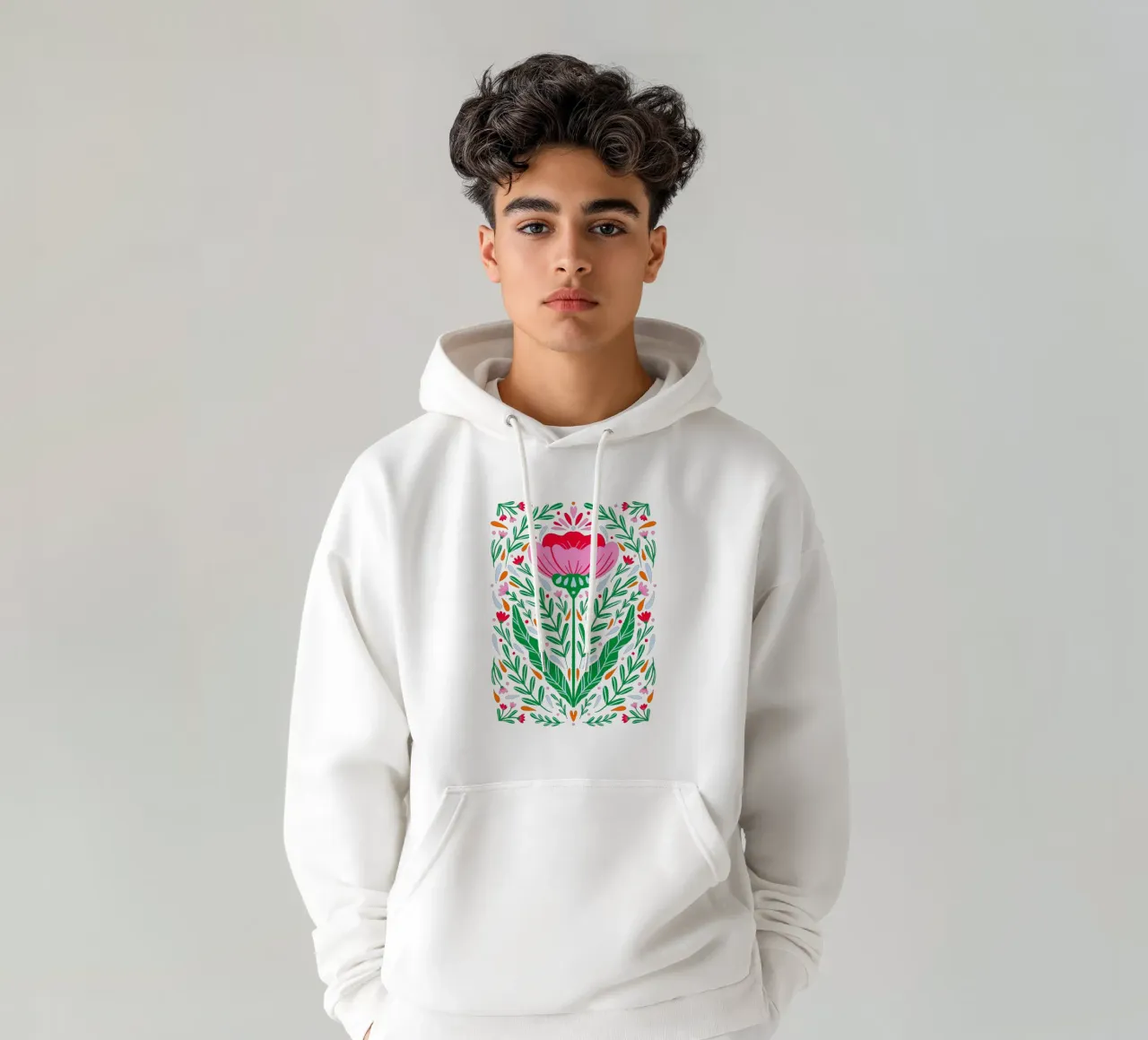 Fiore simmetrico e audace felpa con cappuccio da Wackapacka