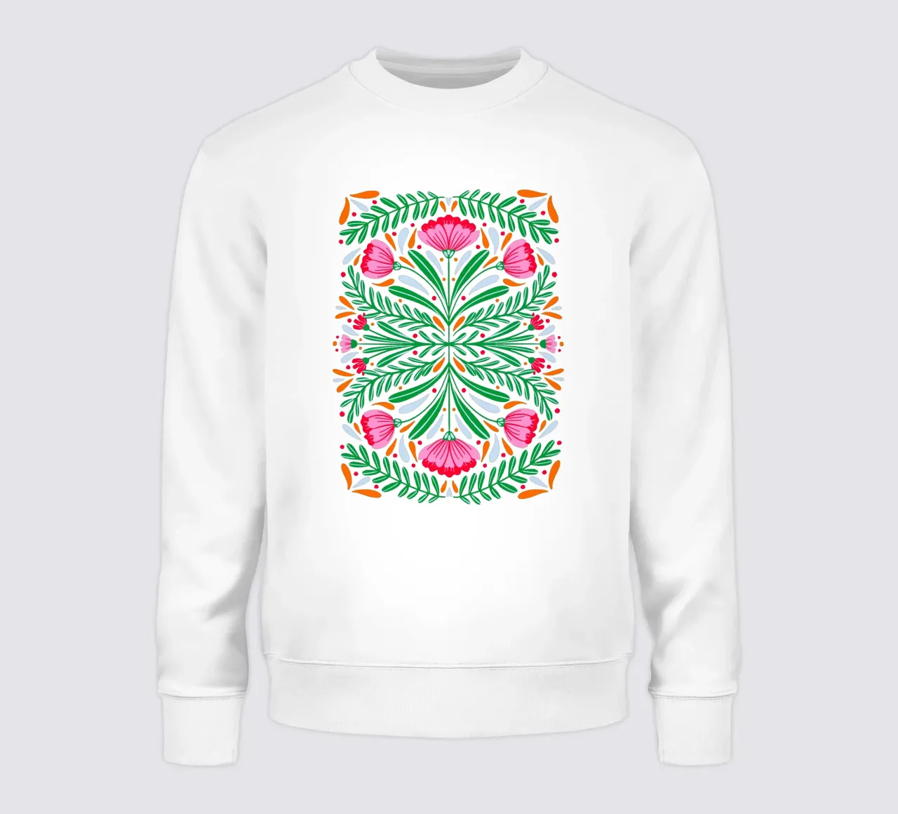 Bold symmetrical flowers sweatshirt by Wackapacka