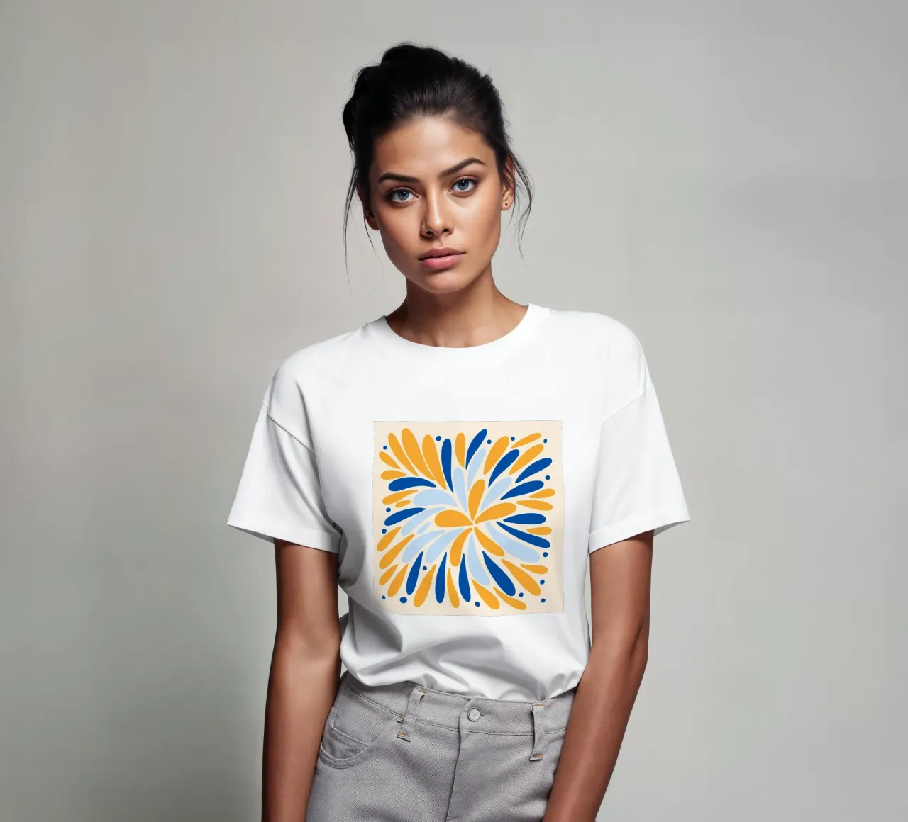 Éclatement floral - jaune et bleu t-shirt de Wackapacka