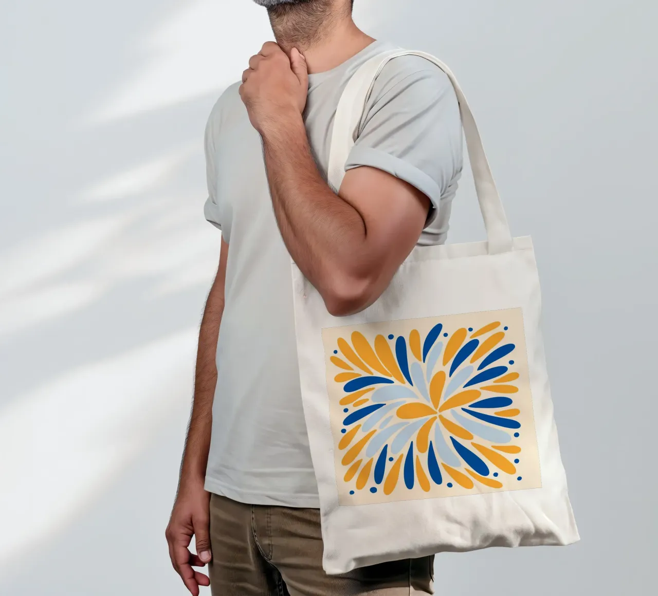 Esplosione floreale - giallo e blu borsa in juta da Wackapacka