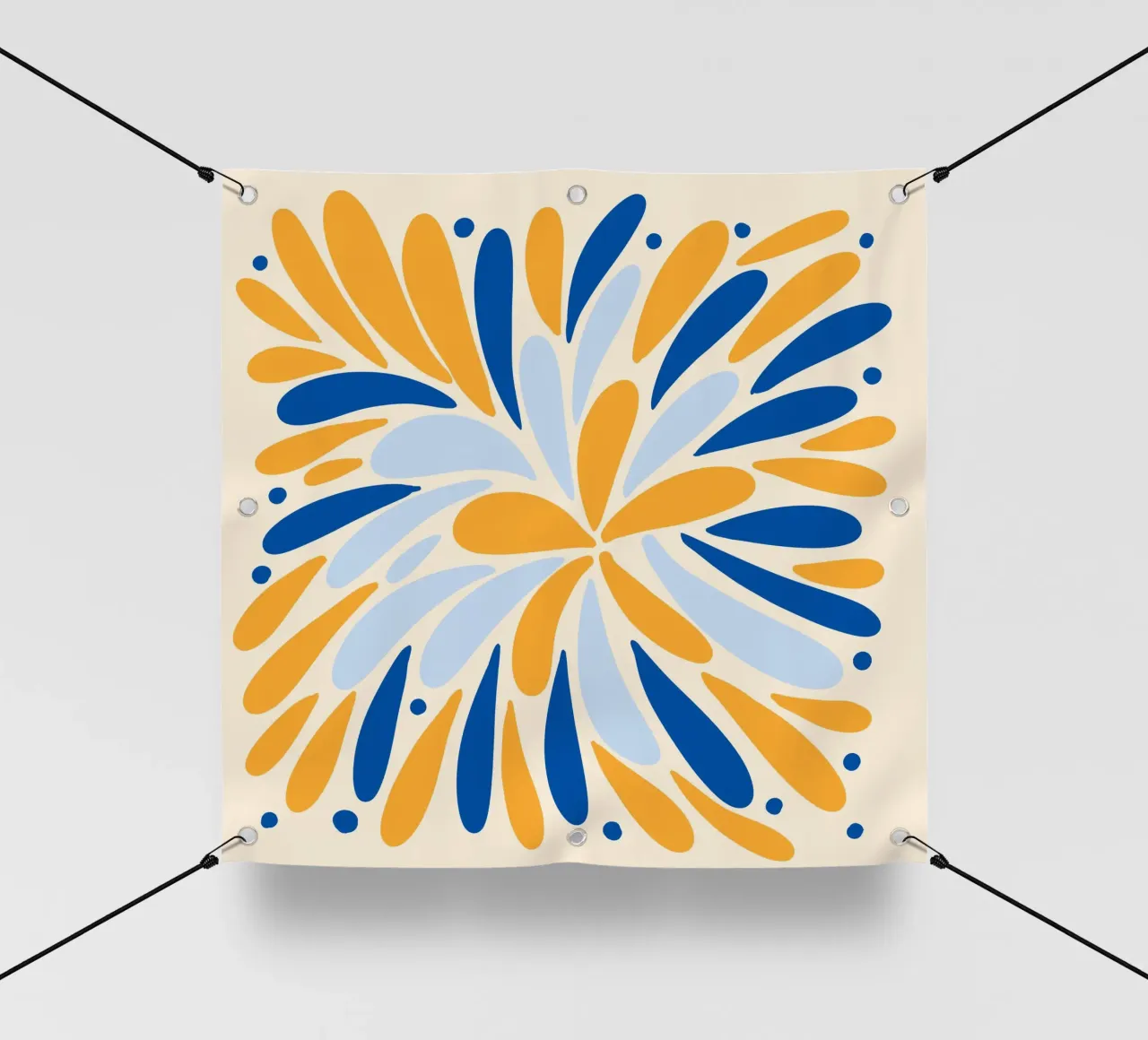 Esplosione floreale - giallo e blu telo in pvc da Wackapacka