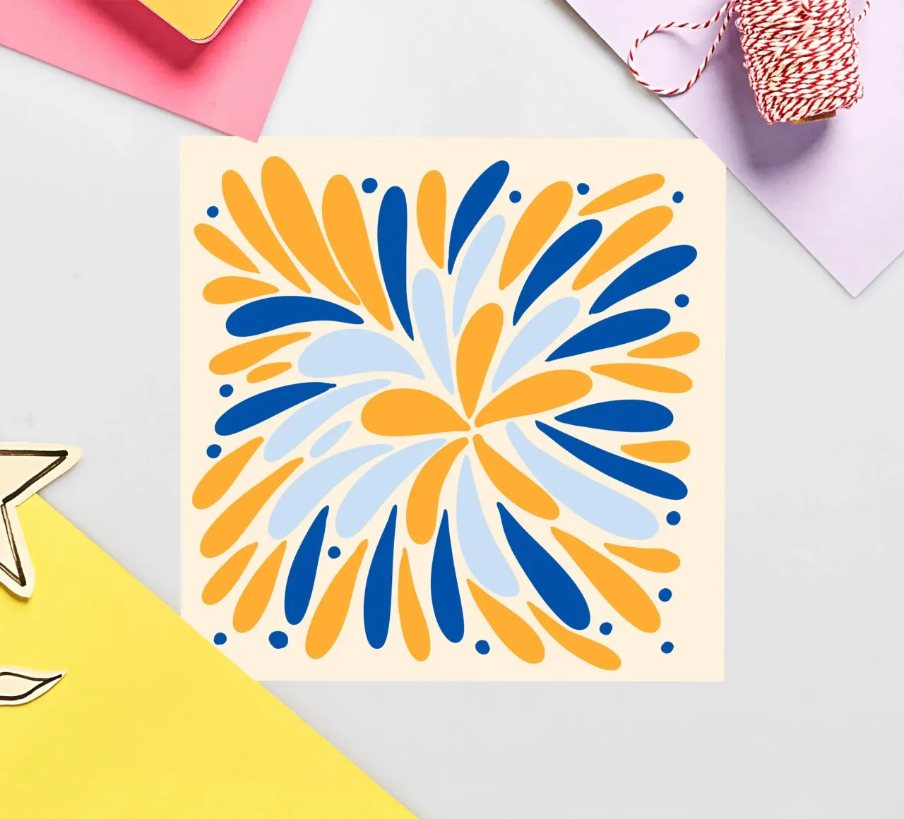 Floral burst - yellow and blue sticker by Wackapacka