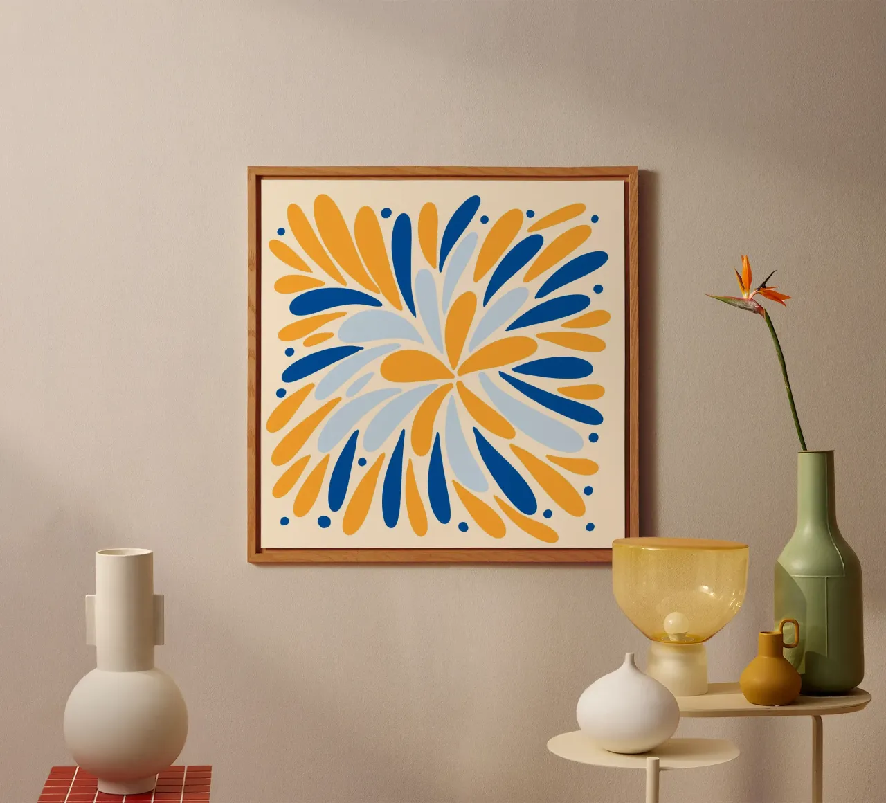 Esplosione floreale - giallo e blu alluminio dibond da Wackapacka