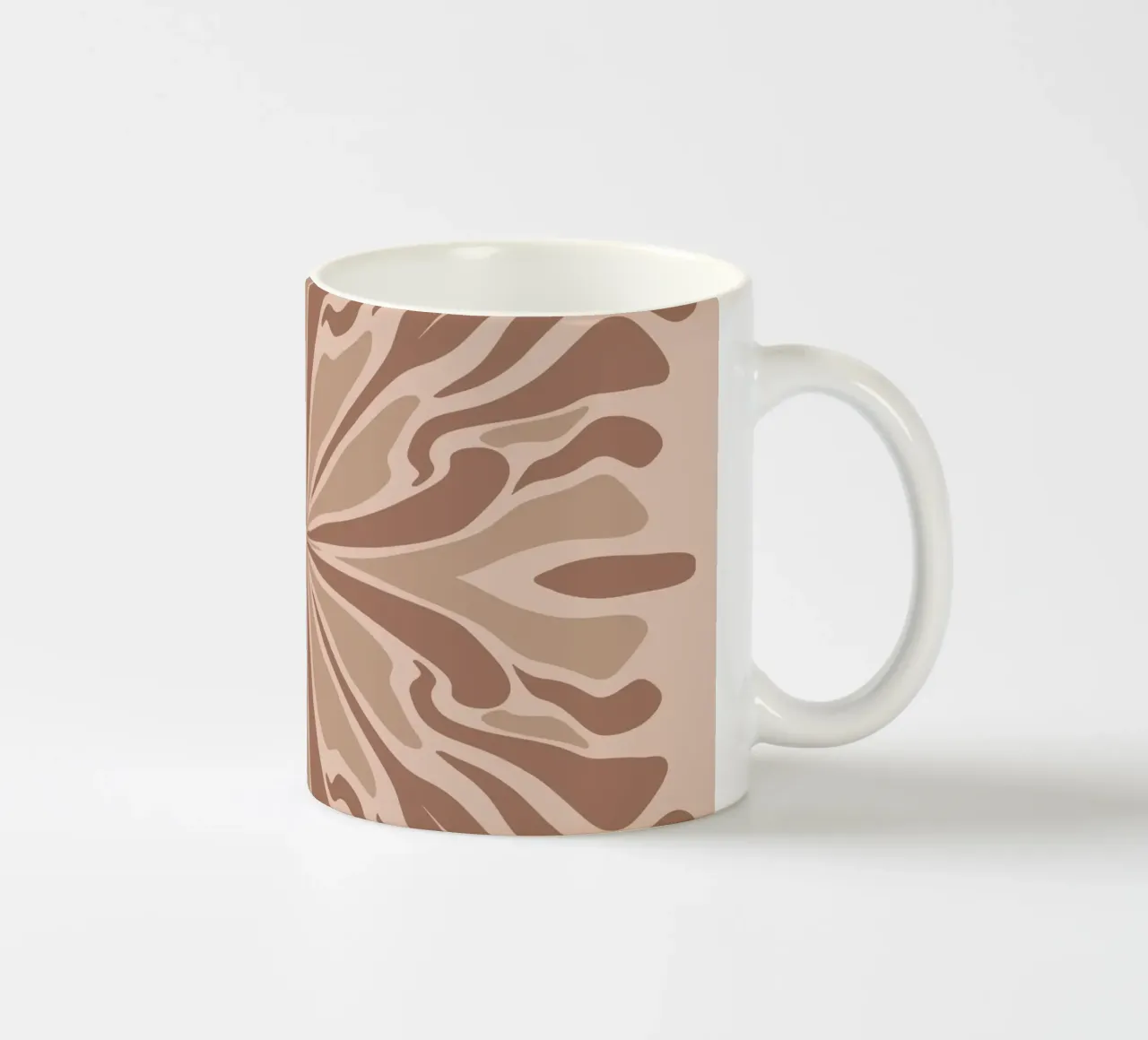 Abstract psychedelic symmetrical petals mocha mousse ceramic mug by Wackapacka