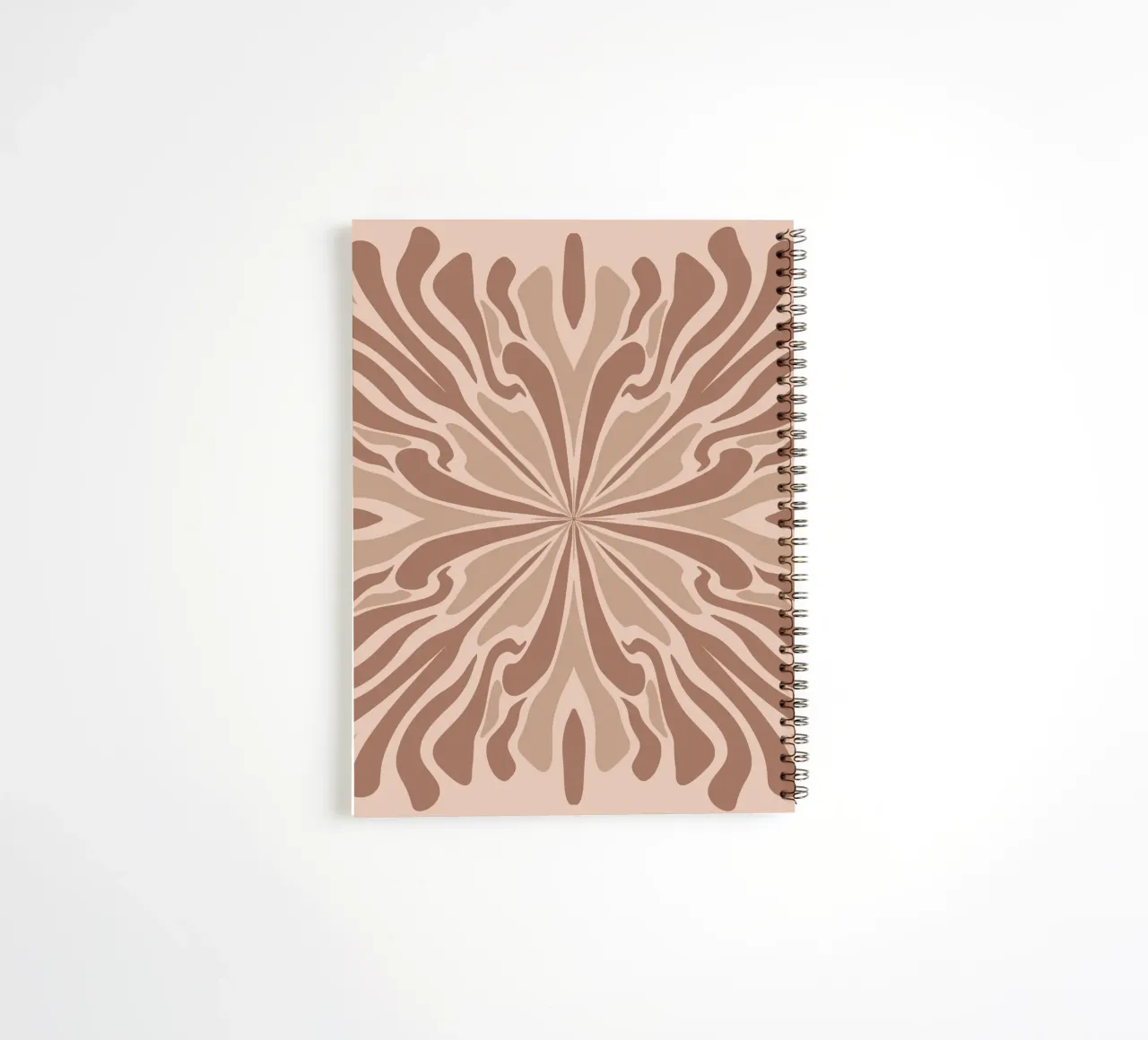 Abstract psychedelic symmetrical petals mocha mousse spiral notebook by Wackapacka