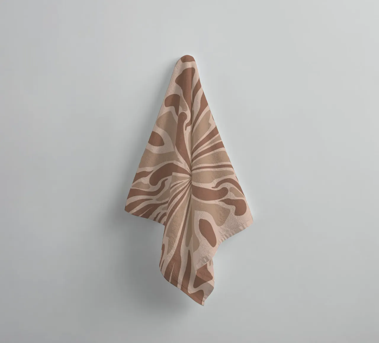 Abstract psychedelic symmetrical petals mocha mousse towel by Wackapacka